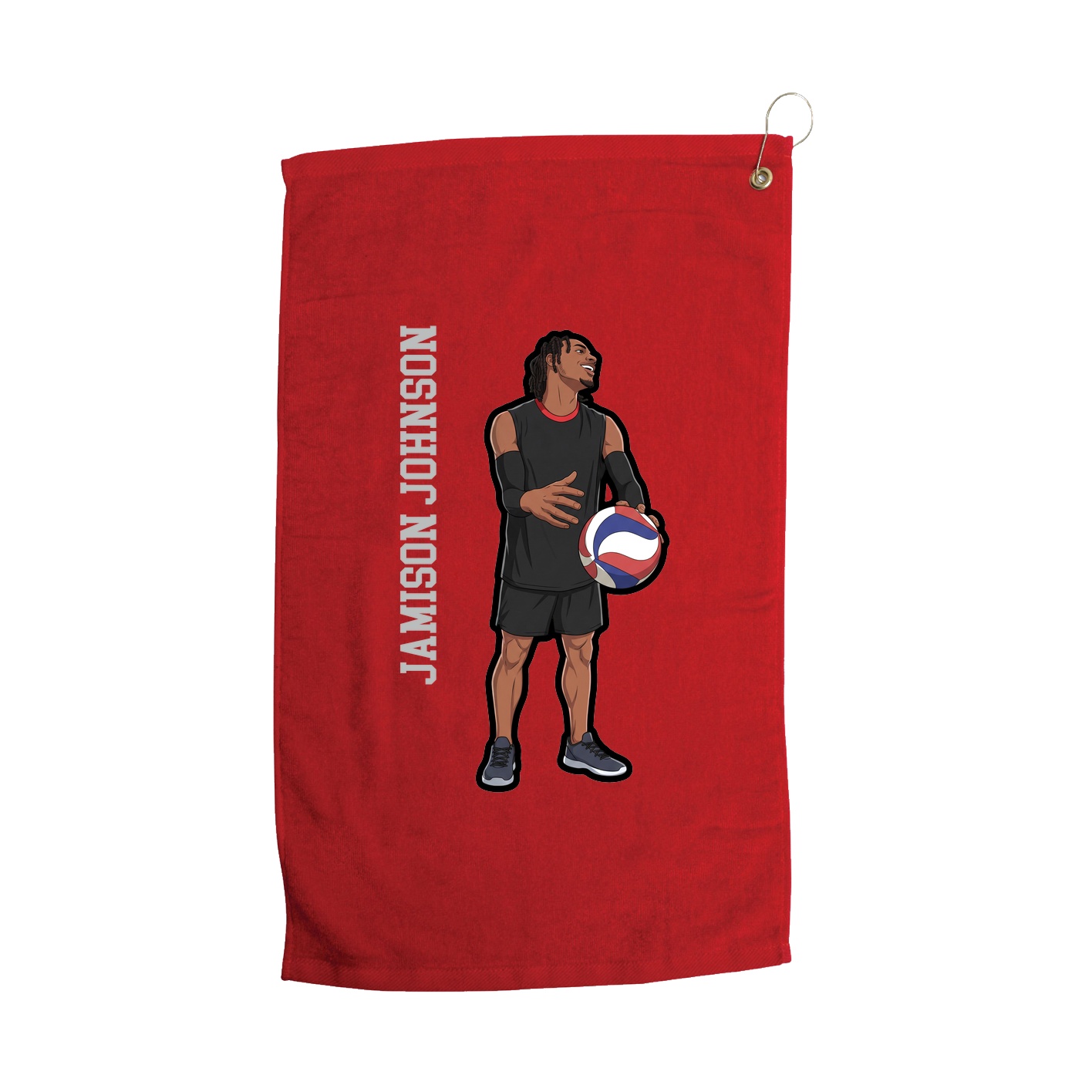 Golf Towel — Name Vertical in Red