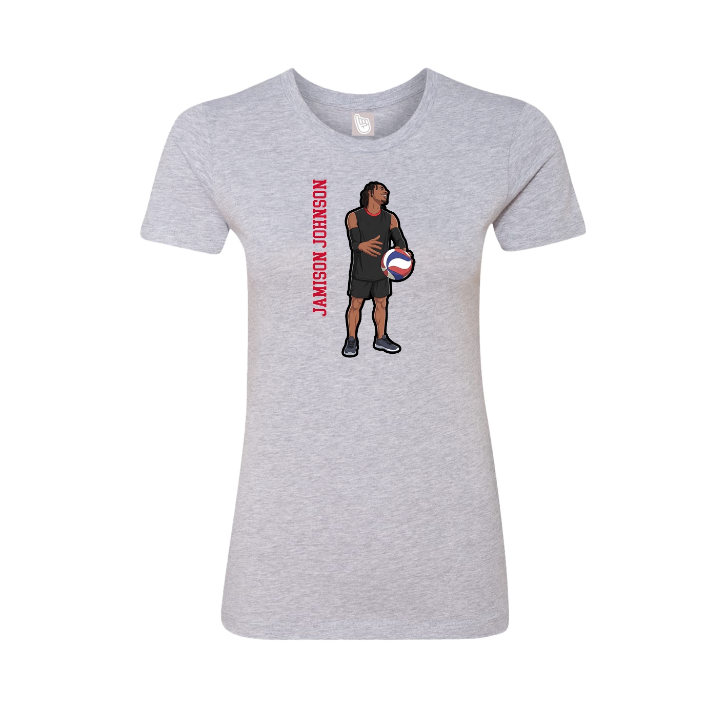 Fitted Women's Tee — Name Vertical in Grey