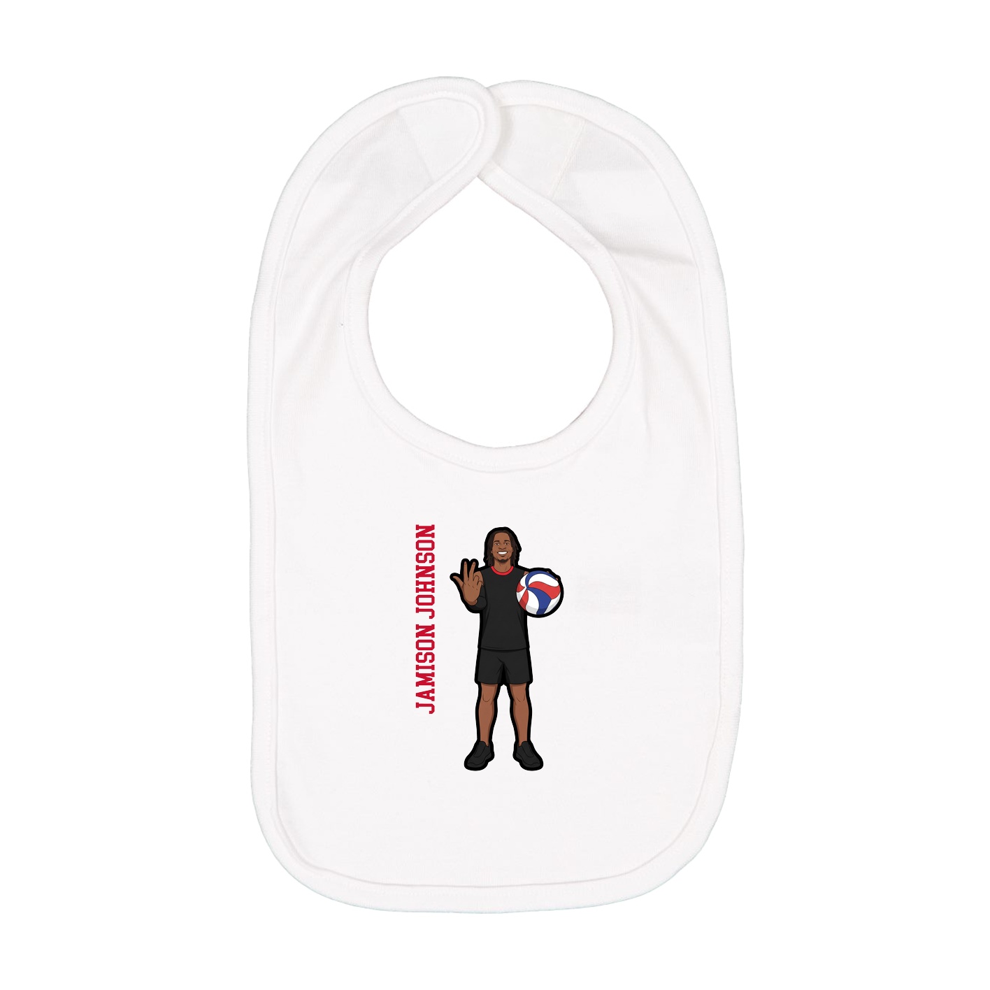 Infant Bib — Name Vertical in White