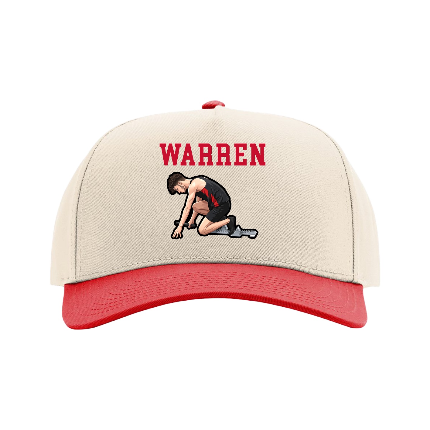 Full Fabric Five-Panel Champ Cap — Shirsey in Cream/Red