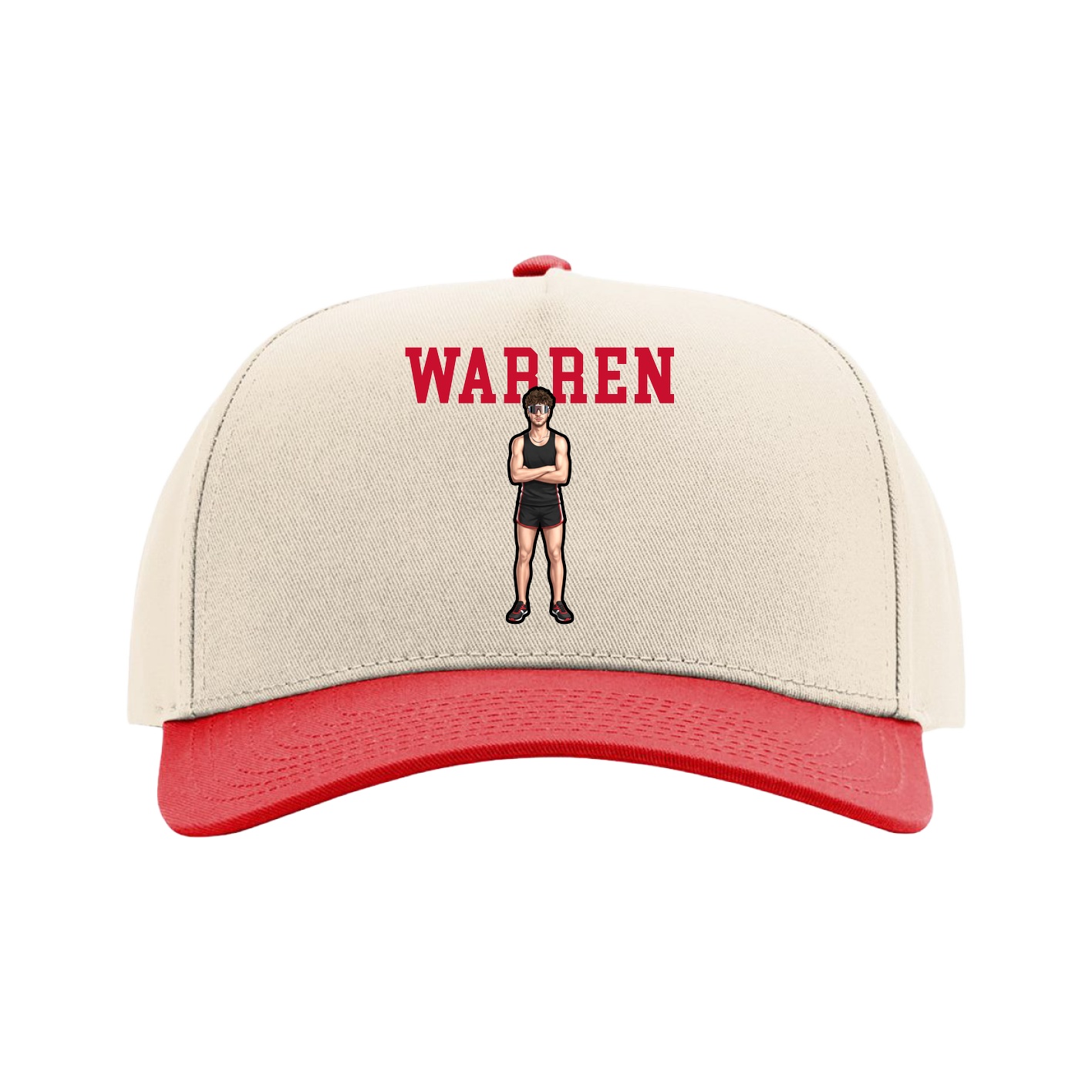 Full Fabric Five-Panel Champ Cap — Shirsey in Cream/Red