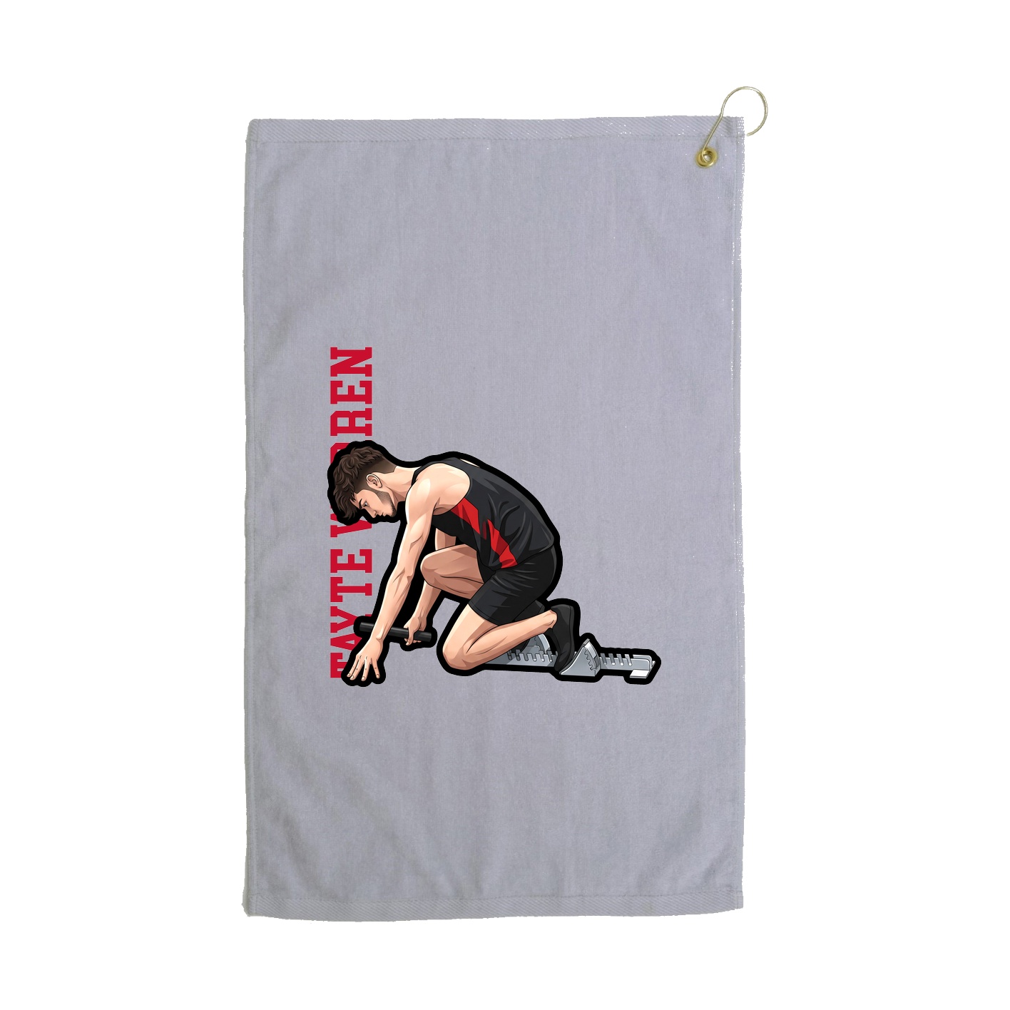 Golf Towel — Name Vertical in Grey