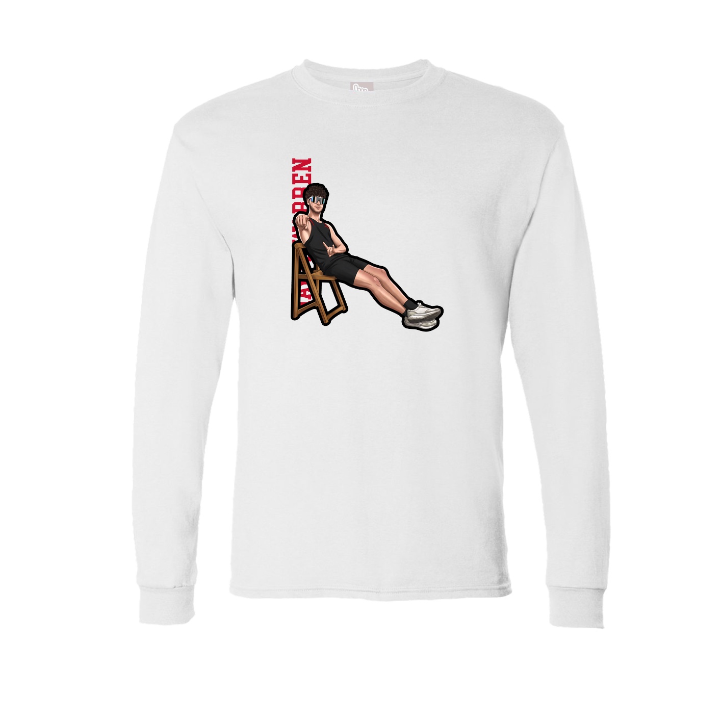 Long Sleeve Tee — Name Vertical in White