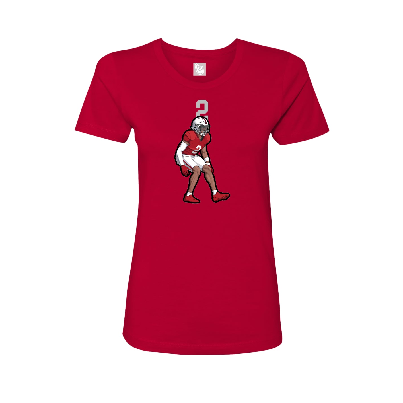 Fitted Women's Tee — Number Top in Red