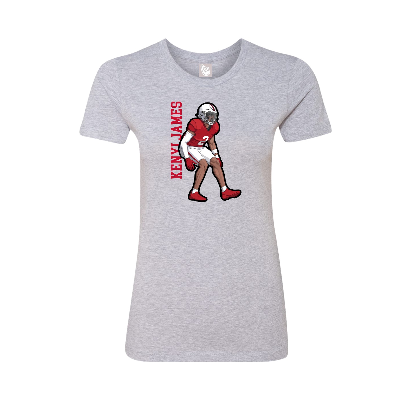 Fitted Women's Tee — Name Vertical in Grey