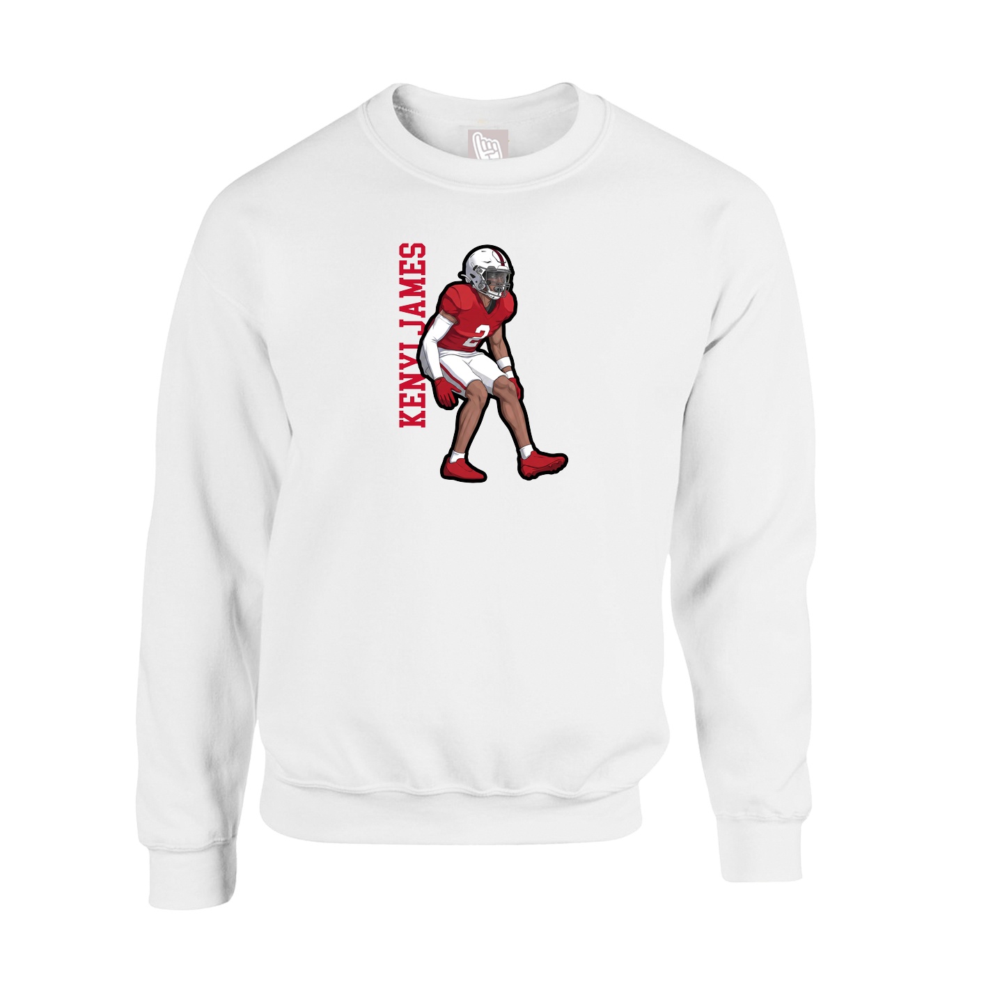 Fleece Crew — Name Vertical in White