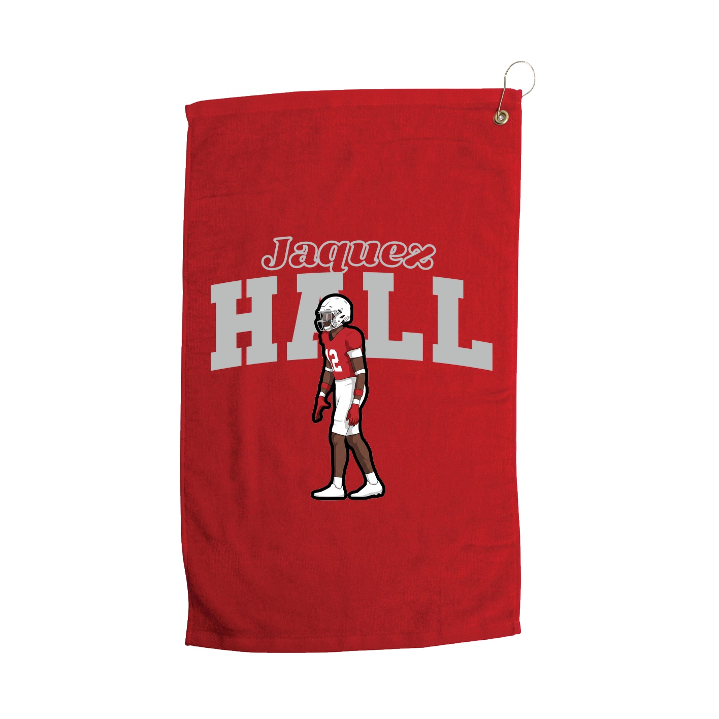 Golf Towel — Name Arch in Red