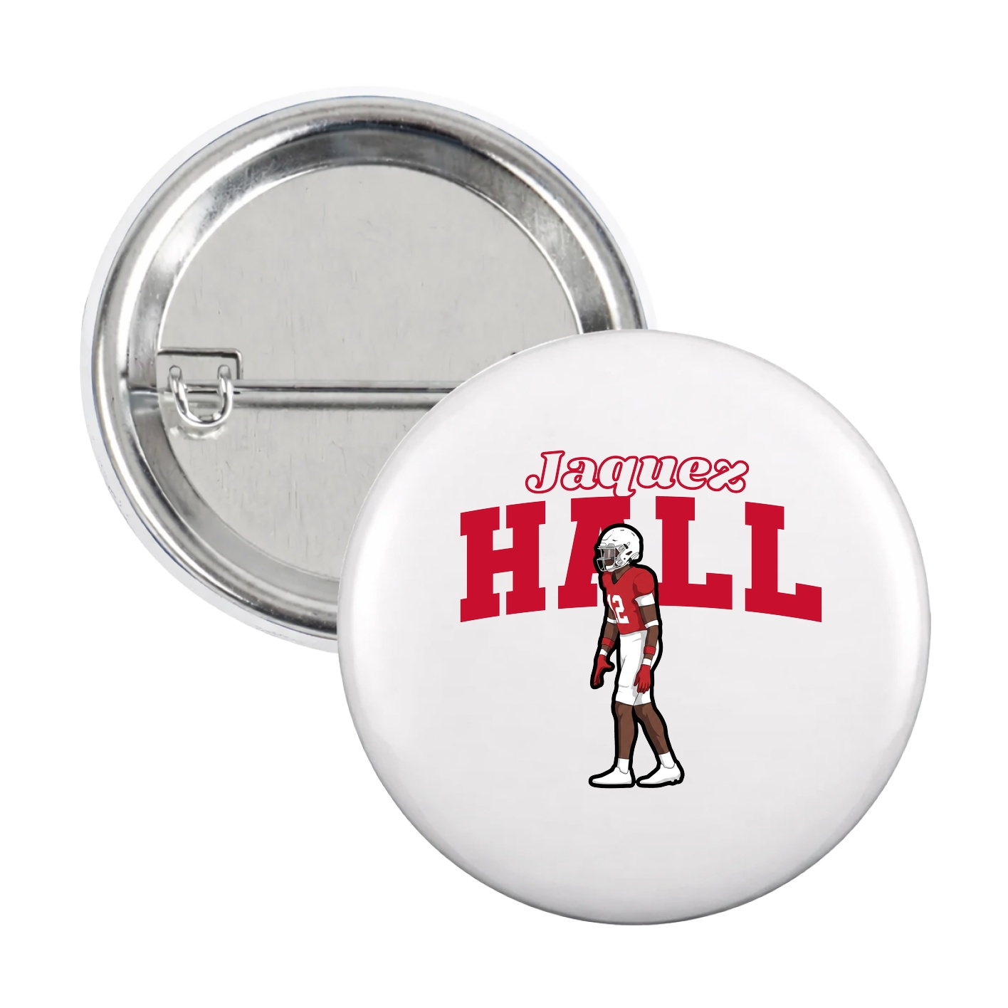 Game Day Button — Name Arch in White