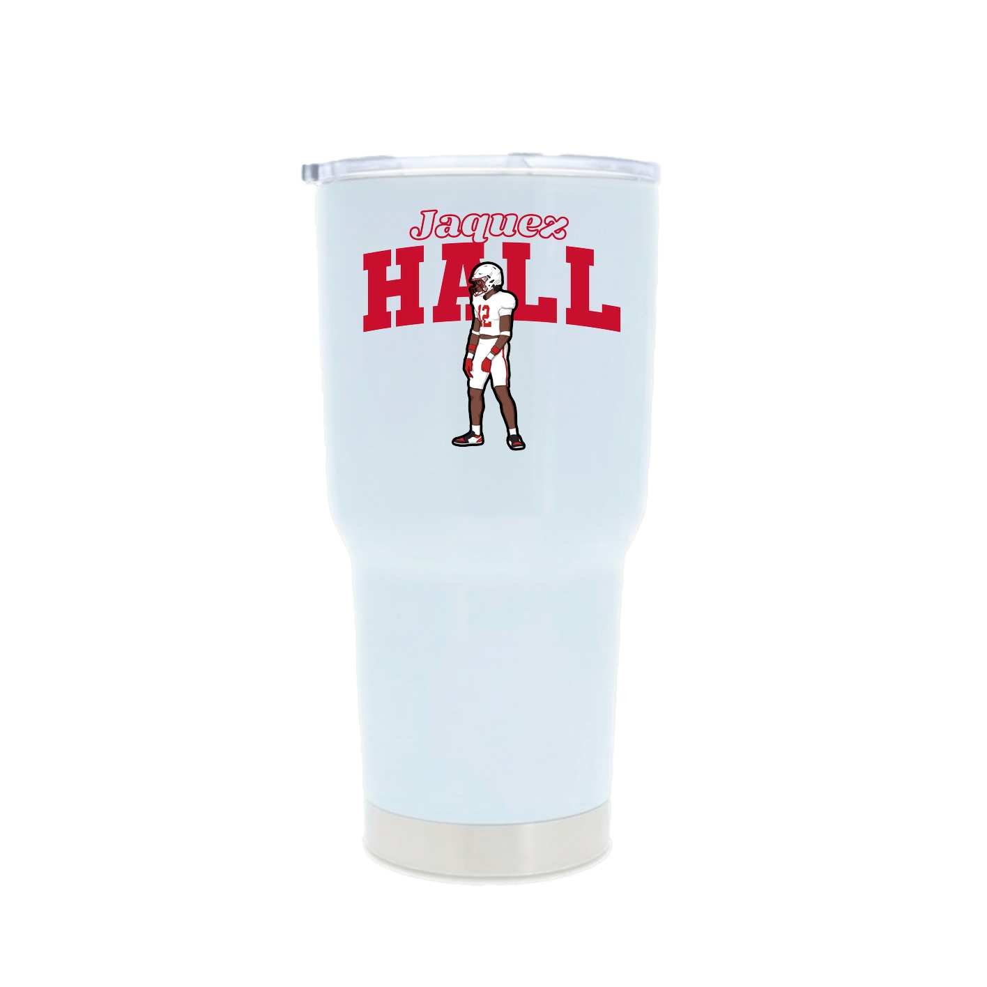 30oz Stainless Steel Tumbler — Name Arch in White
