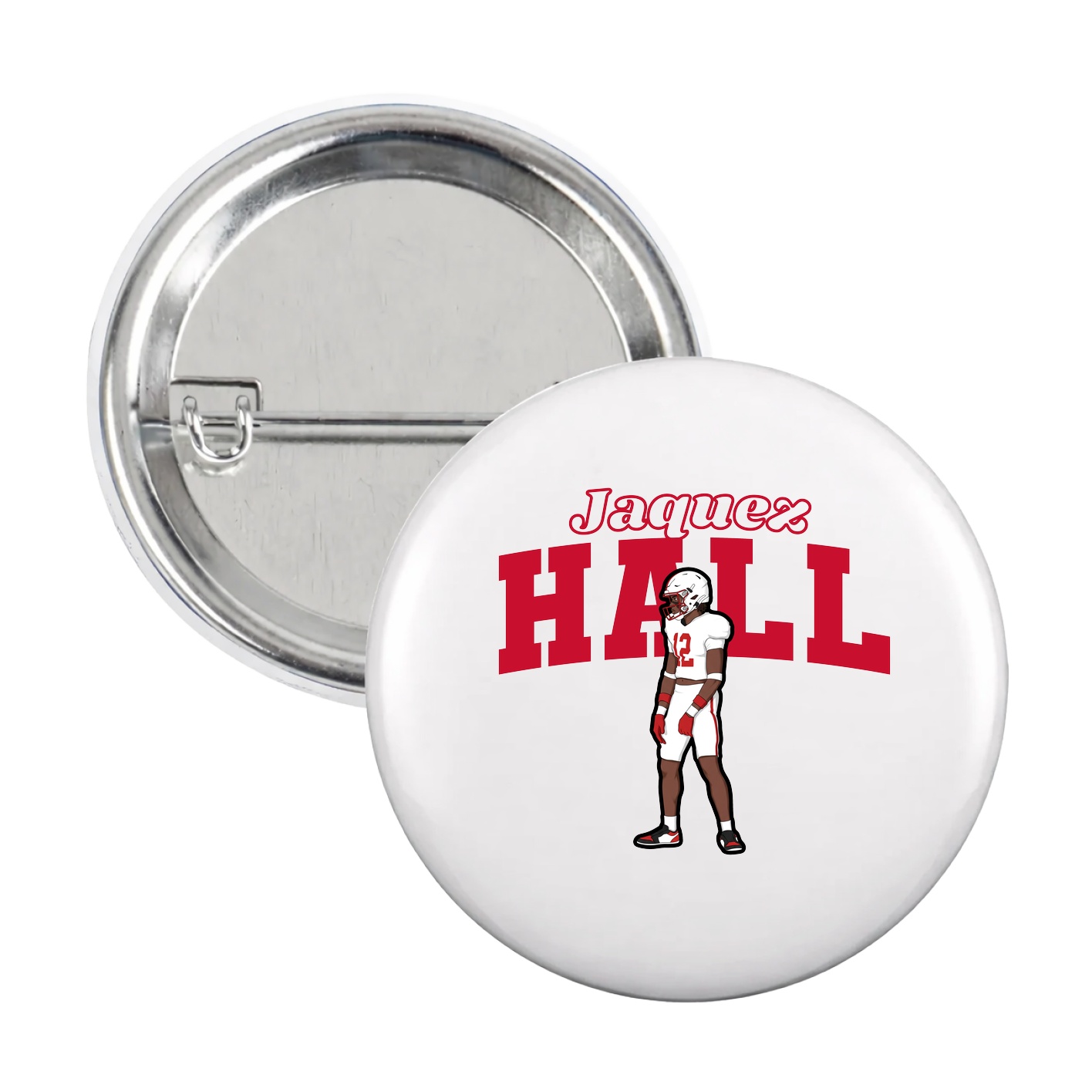 Game Day Button — Name Arch in White