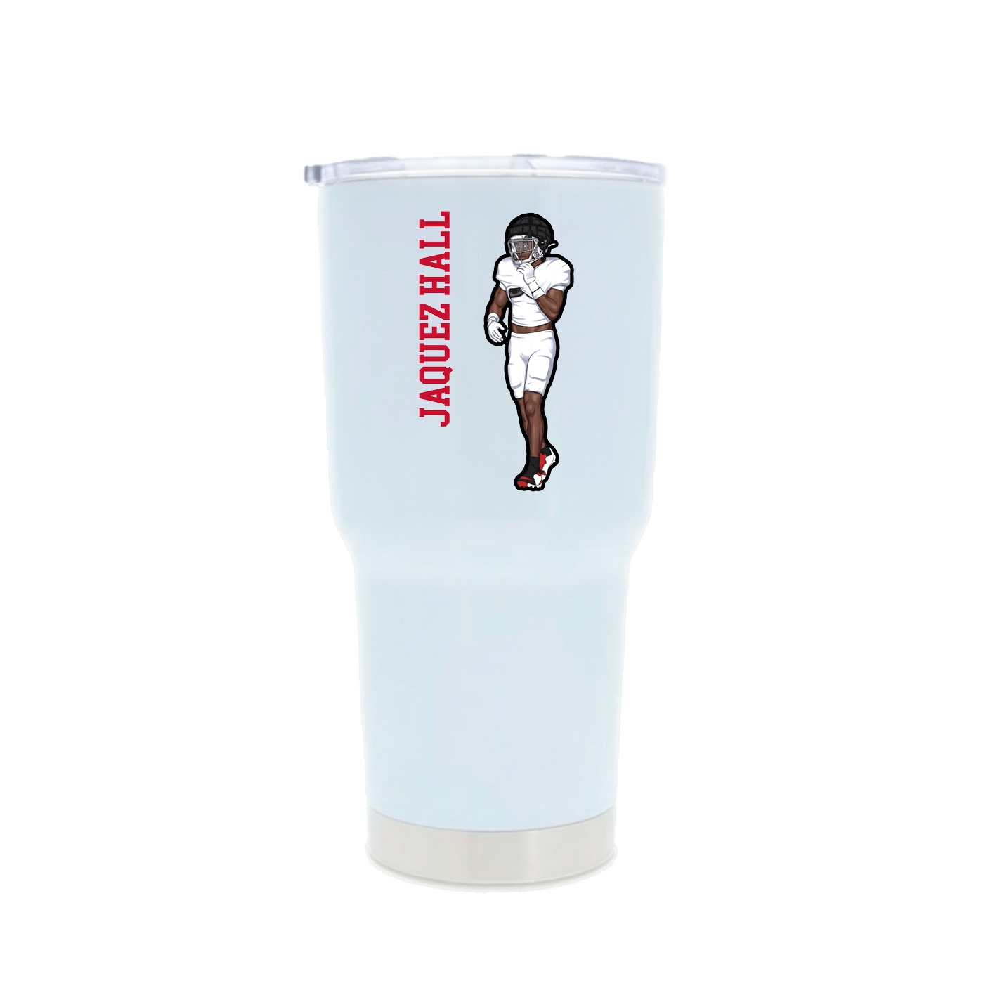 30oz Stainless Steel Tumbler — Name Vertical in White
