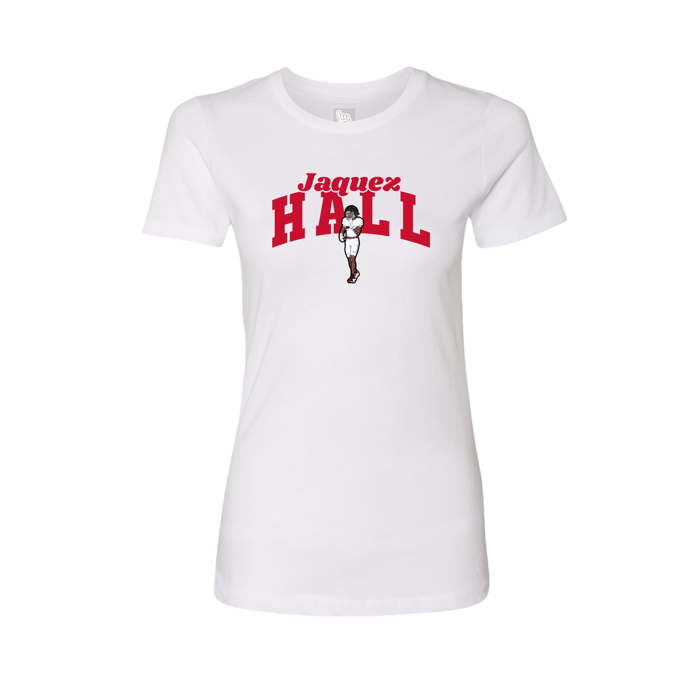 Fitted Women's Tee — Signature Arch in White
