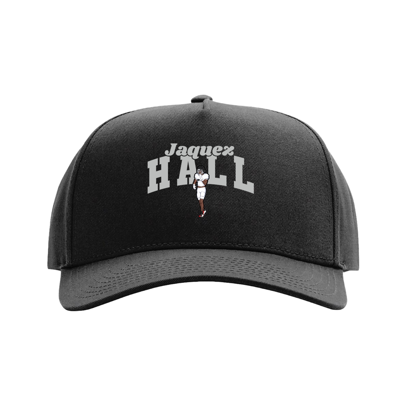 Full Fabric Five-Panel Champ Cap — Signature Arch in Black