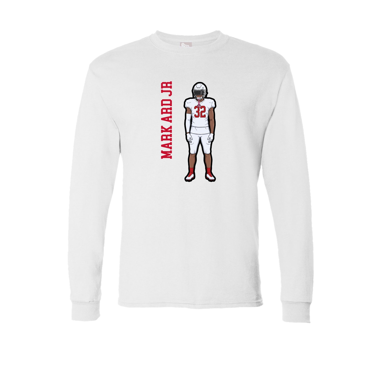 Long Sleeve Tee — Name Vertical in White