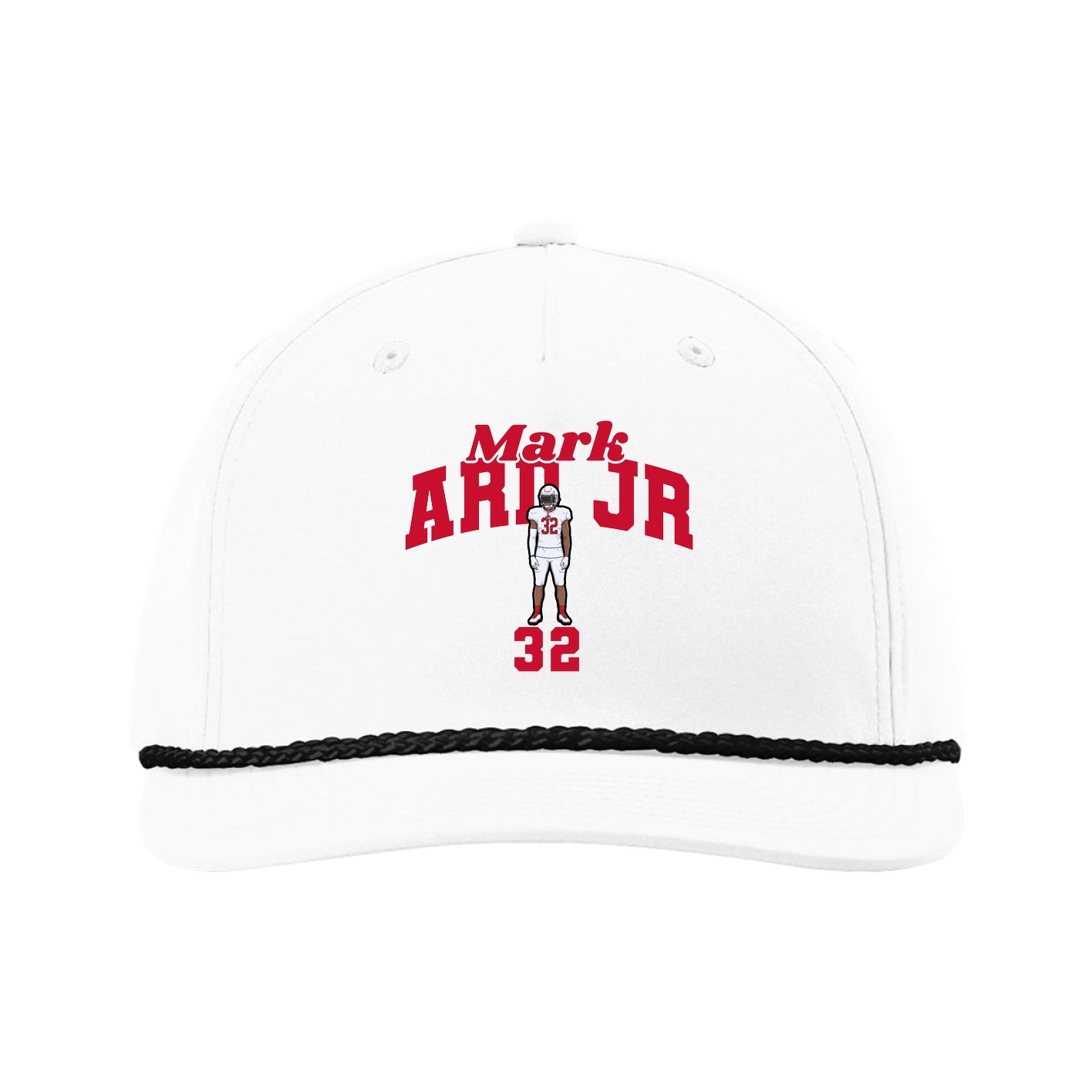 Five-Panel Classic Rope Cap — Signature Arch in White