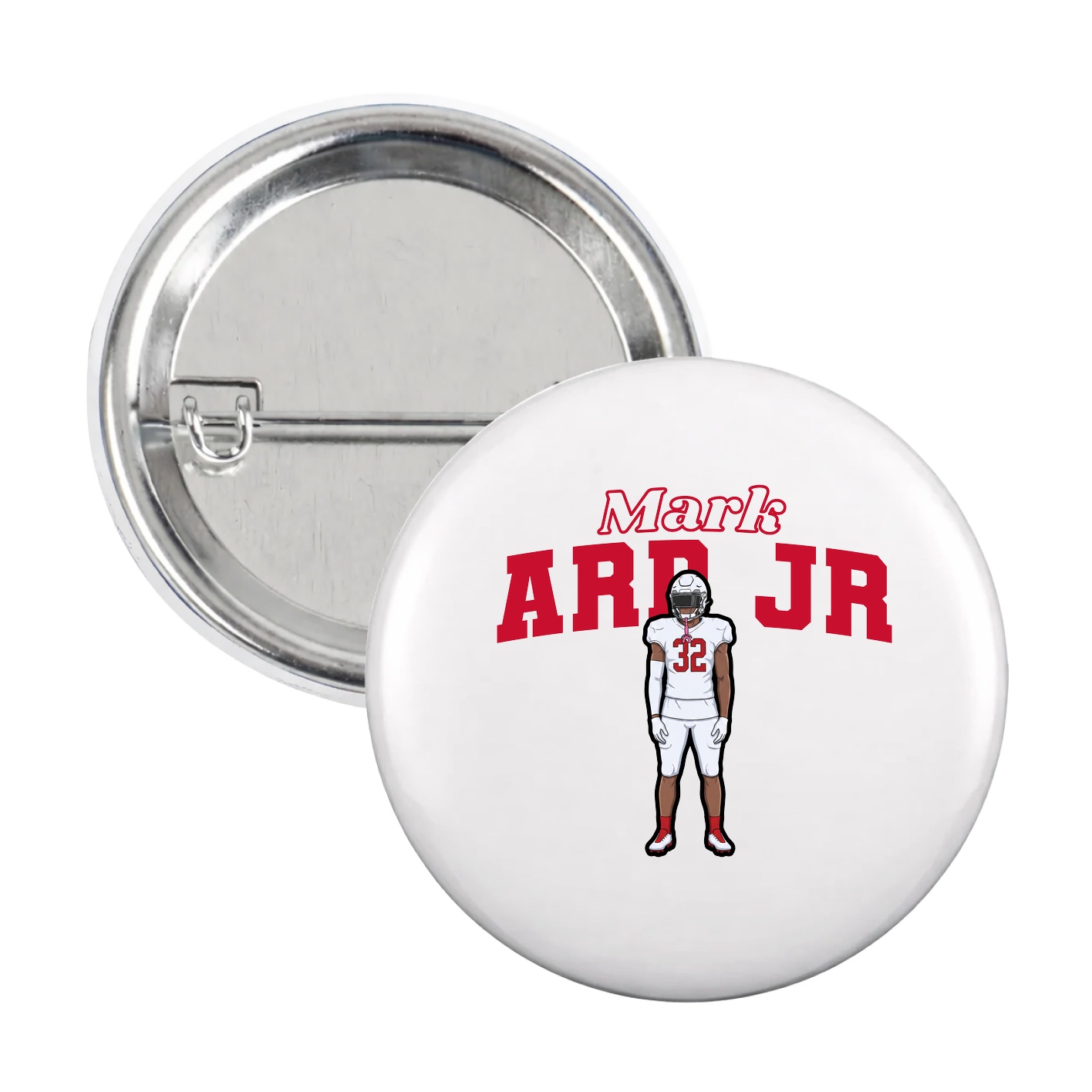 Game Day Button — Name Arch in White