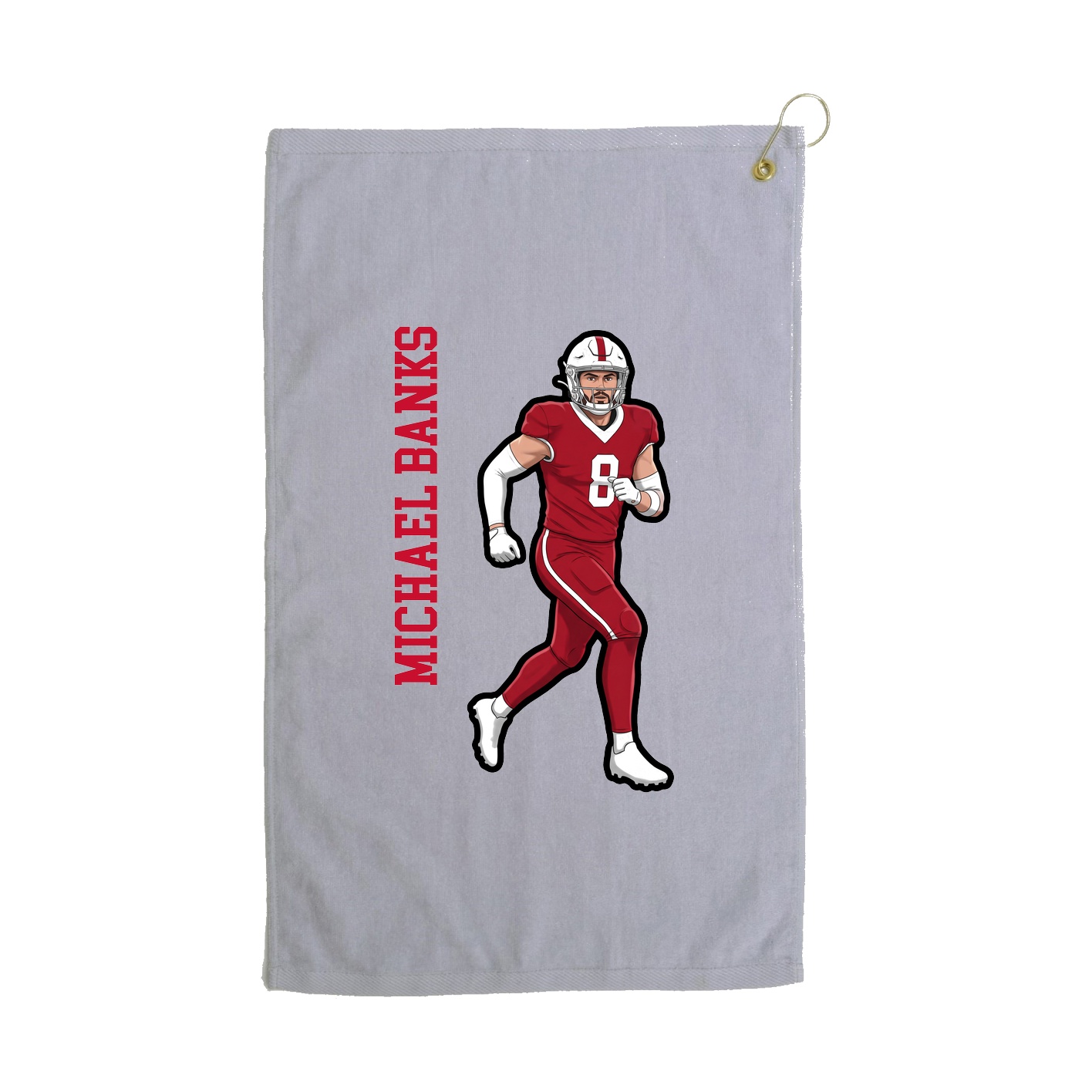 Golf Towel — Name Vertical in Grey