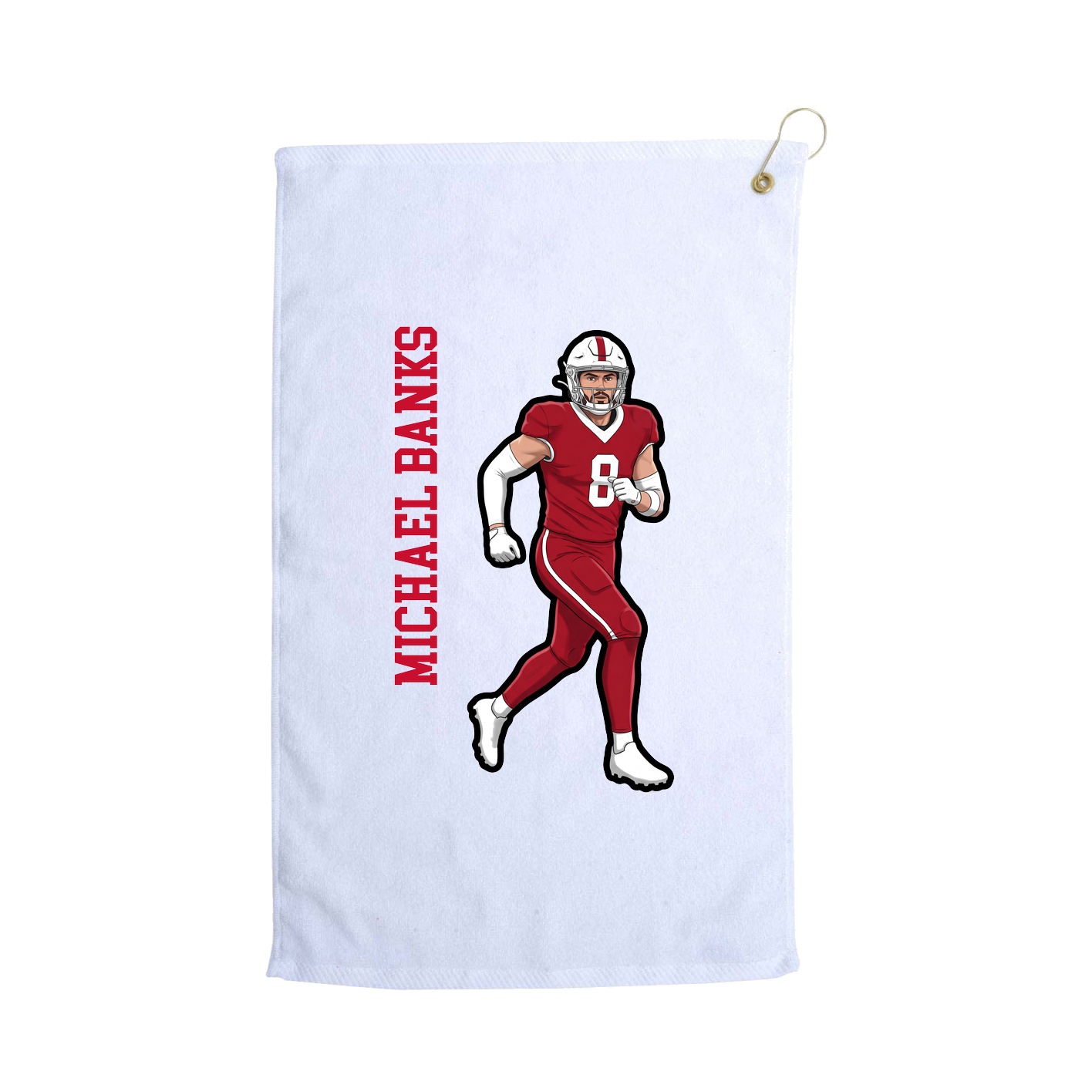 Golf Towel — Name Vertical in White
