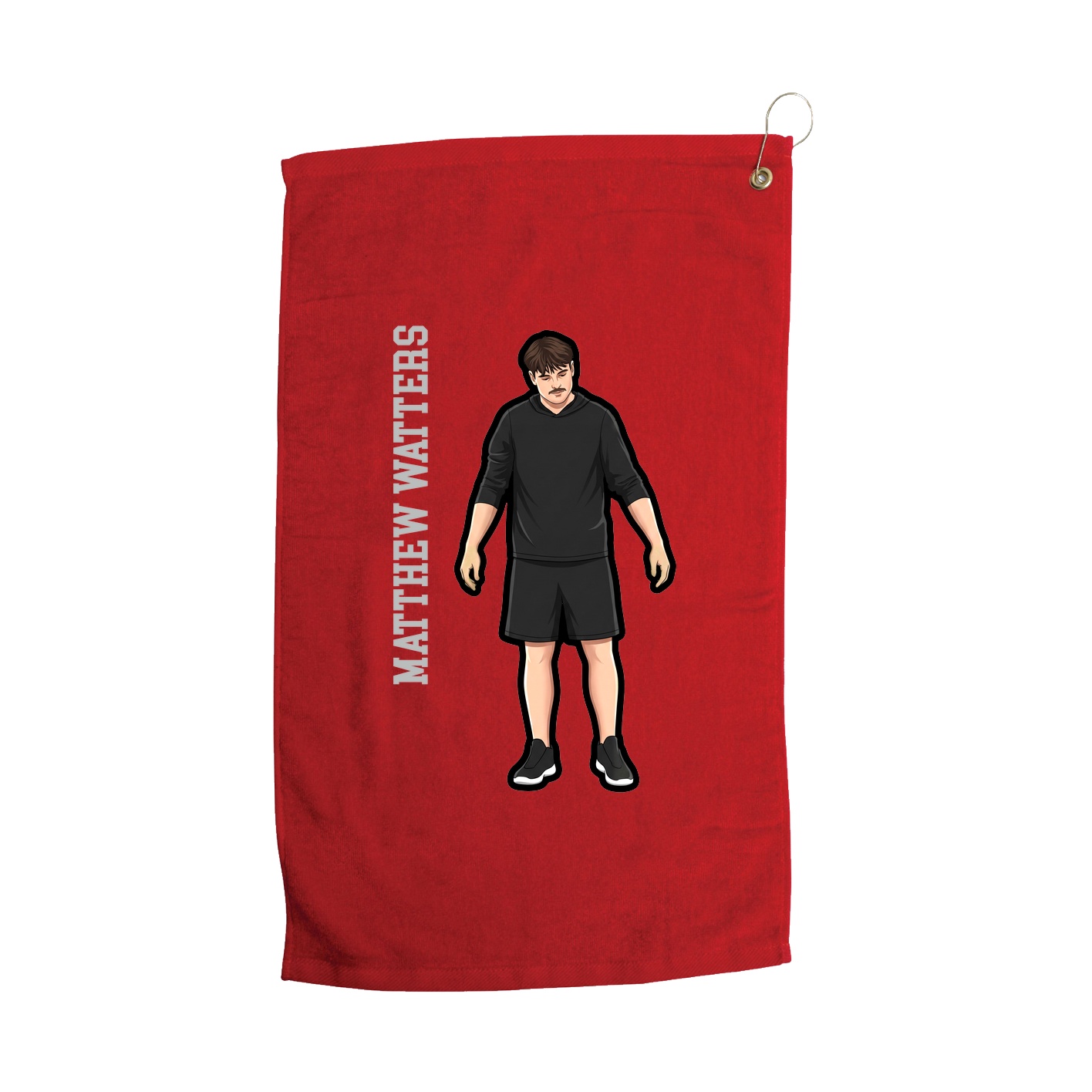 Golf Towel — Name Vertical in Red