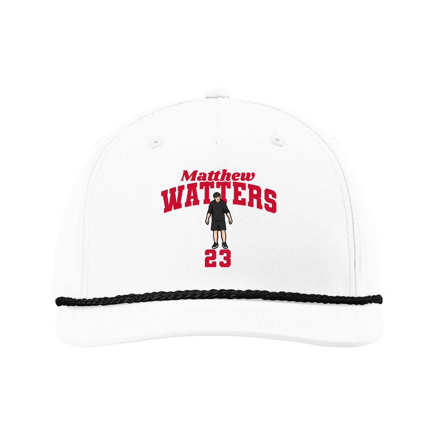 Five-Panel Classic Rope Cap — Signature Arch in White