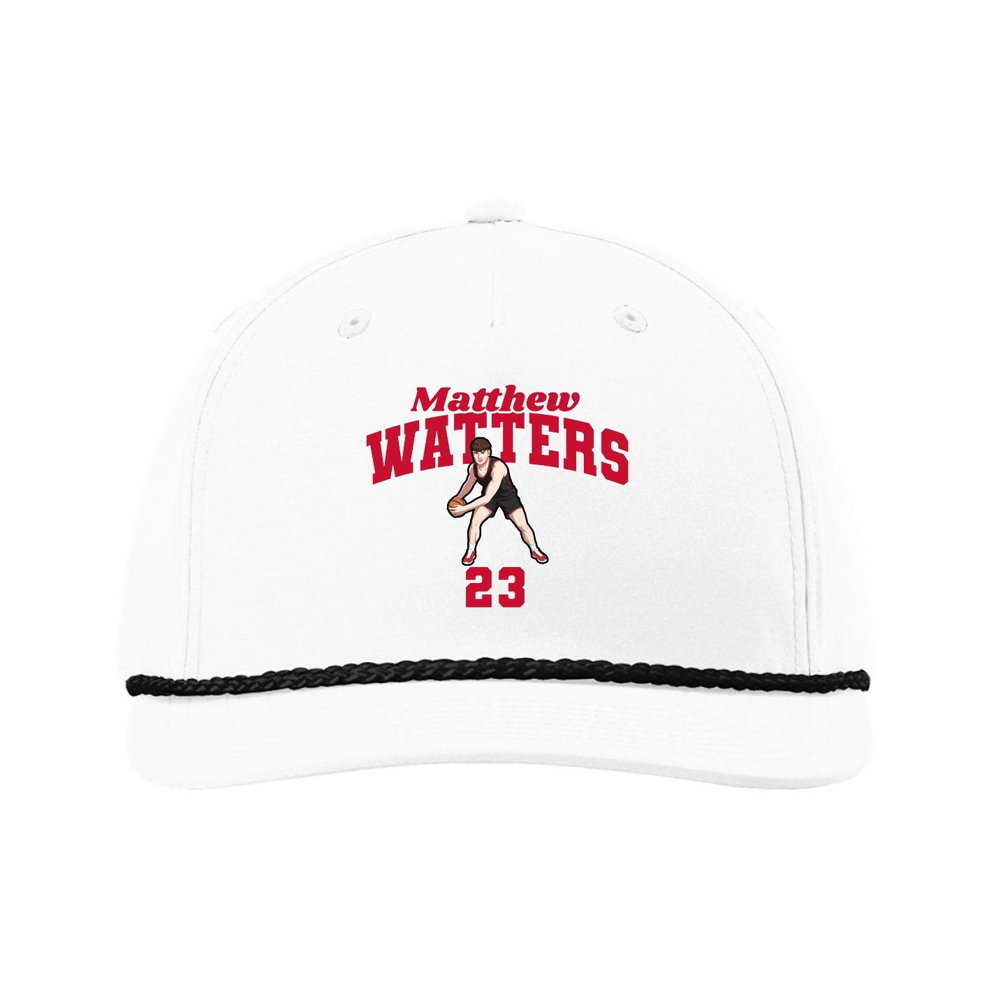 Five-Panel Classic Rope Cap — Signature Arch in White