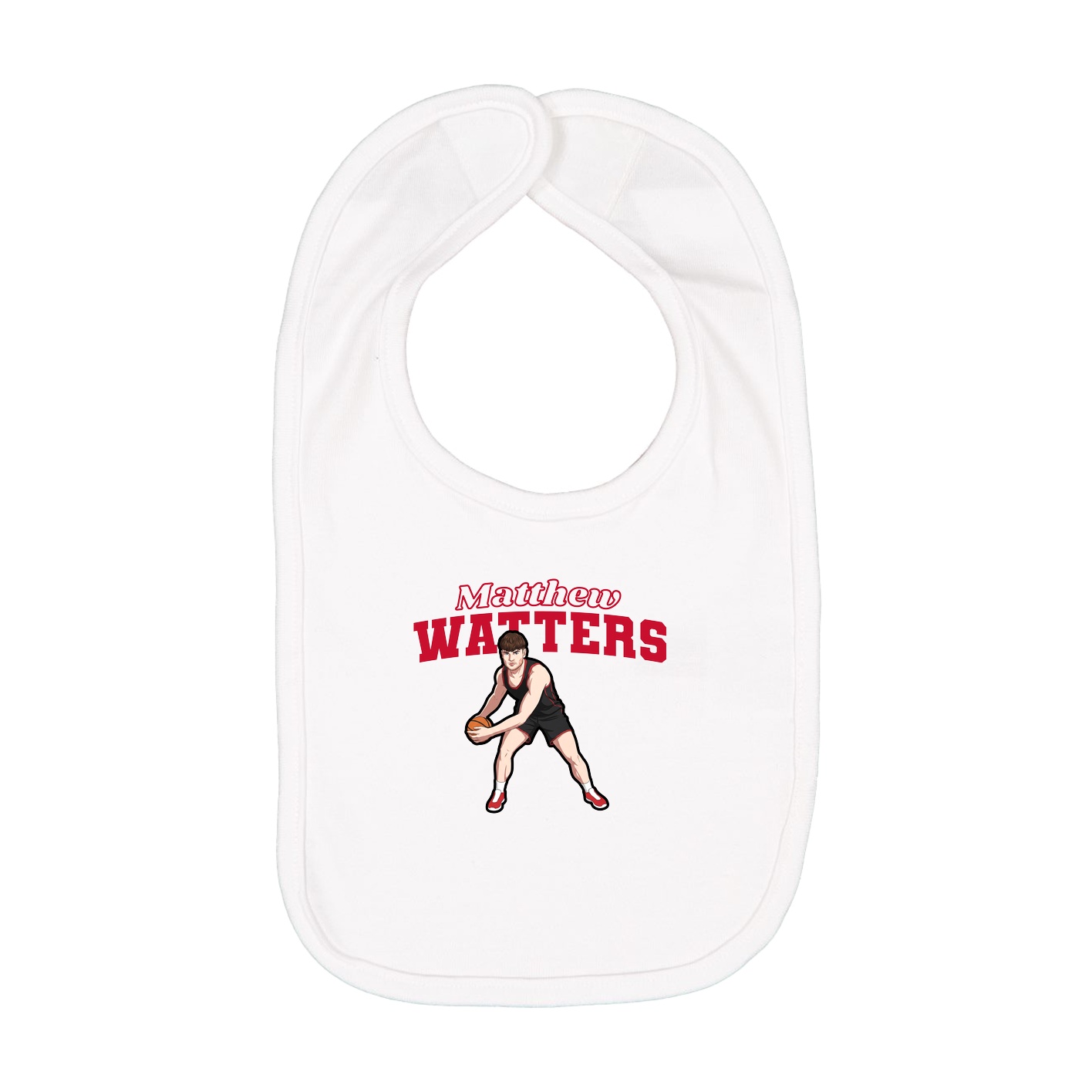 Infant Bib — Name Arch in White