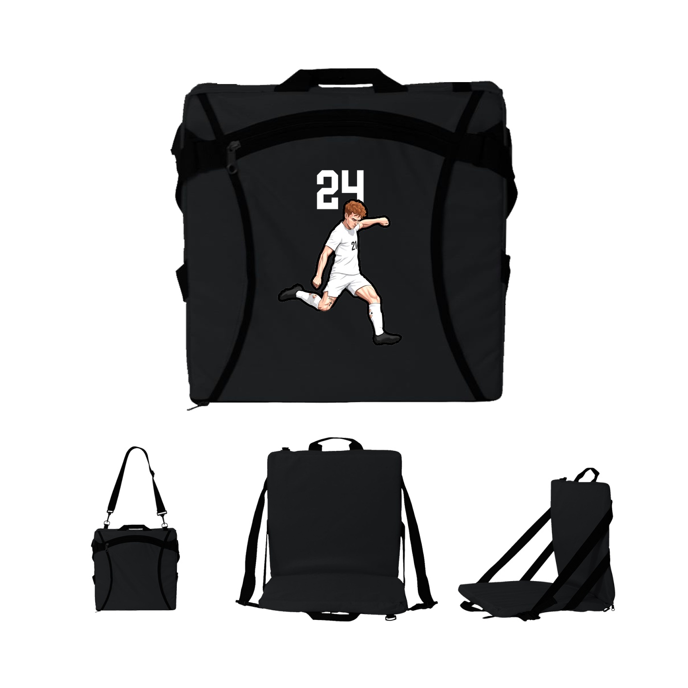 Folding Stadium Seat — Number Top in Black