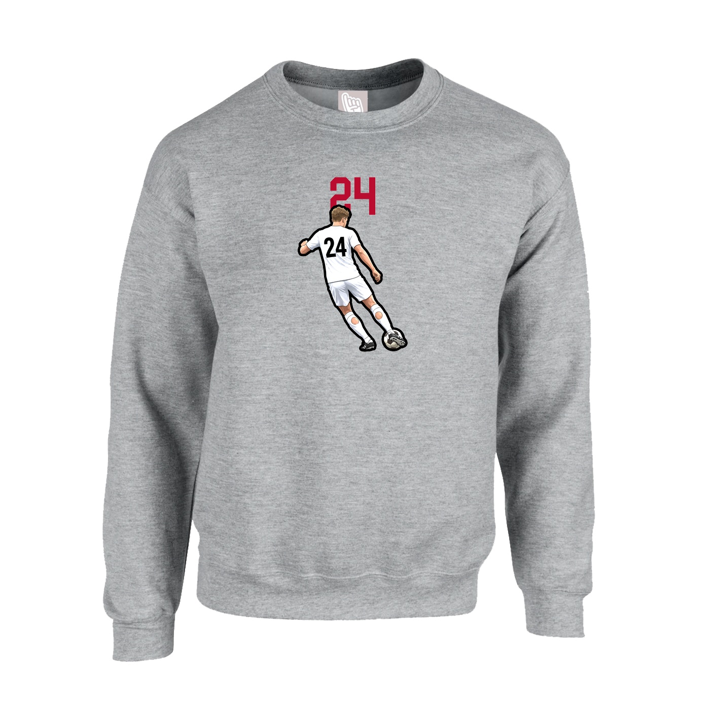 Fleece Crew — Number Top in Grey