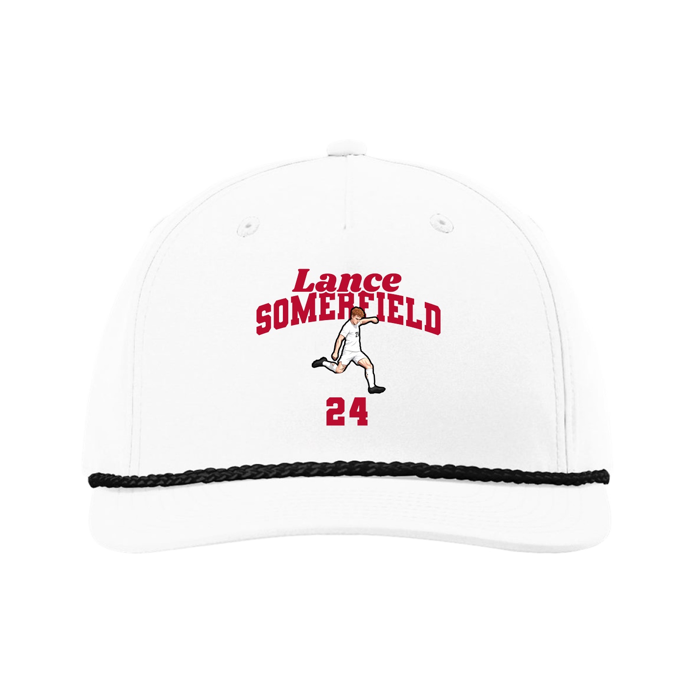 Five-Panel Classic Rope Cap — Signature Arch in White