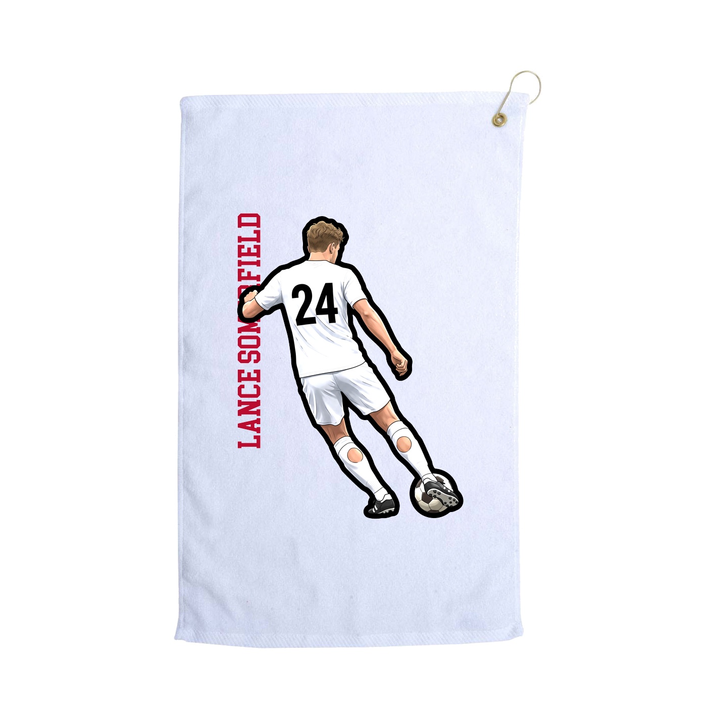 Golf Towel — Name Vertical in White