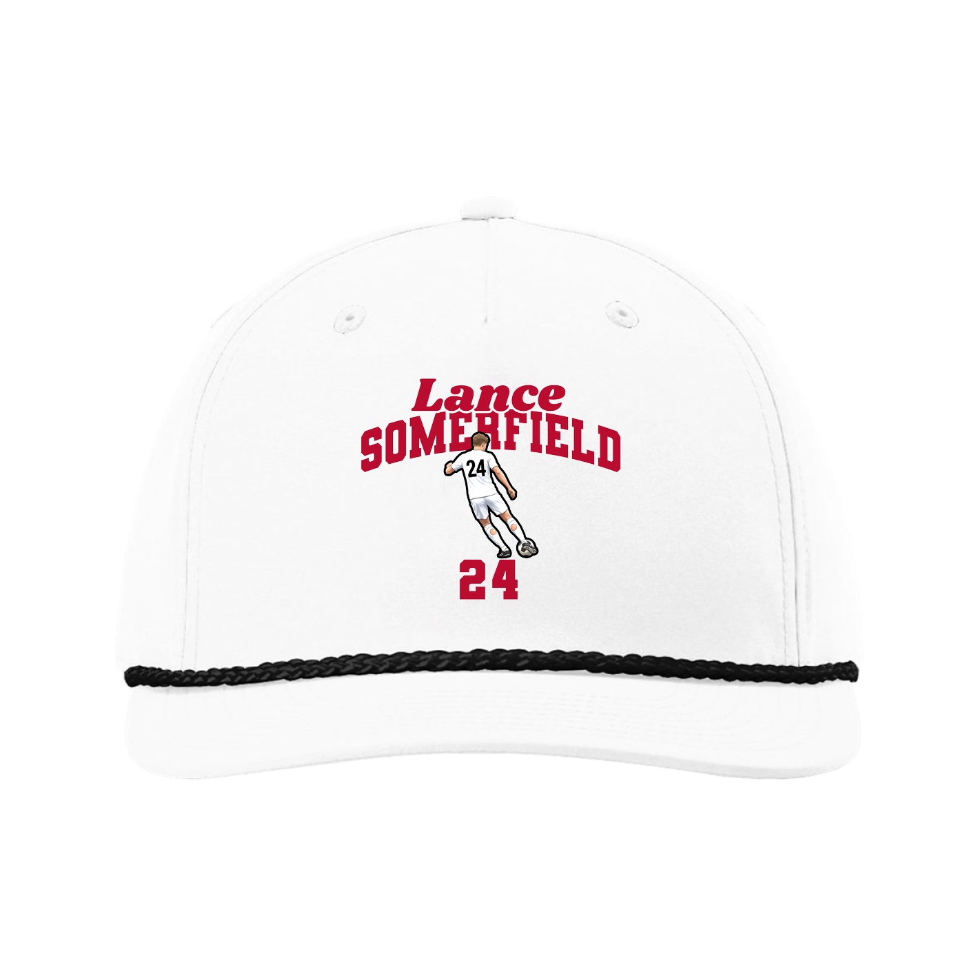 Five-Panel Classic Rope Cap — Signature Arch in White