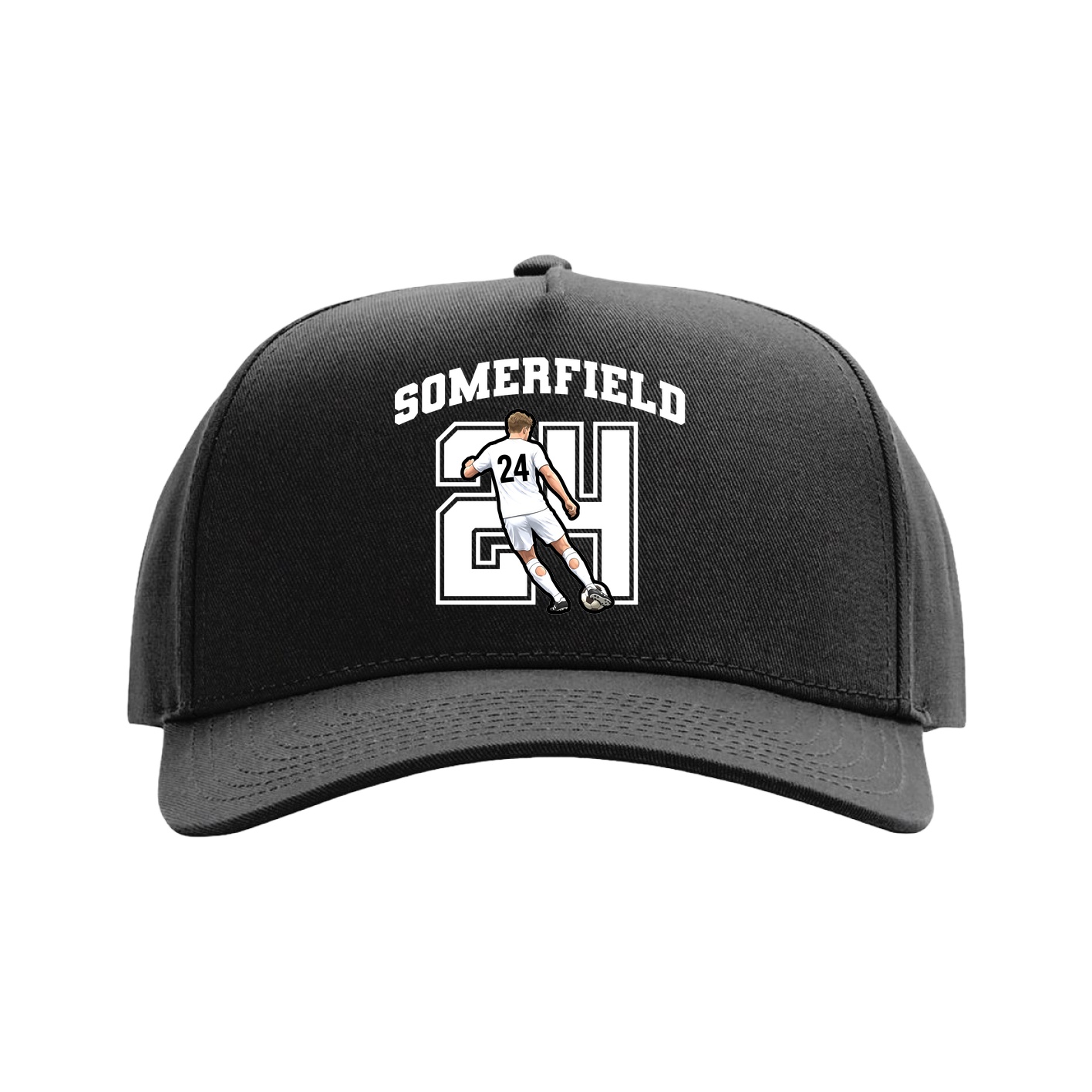 Full Fabric Five-Panel Champ Cap — Number in Black