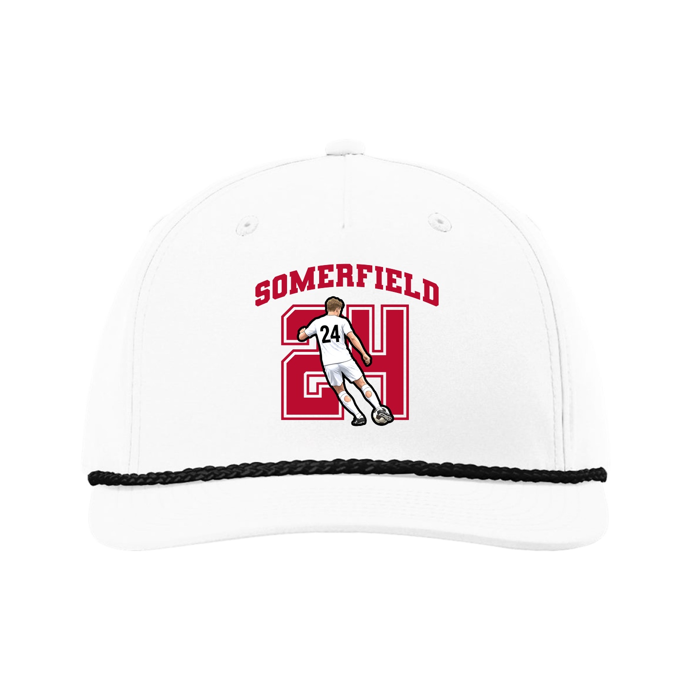 Five-Panel Classic Rope Cap — Number in White