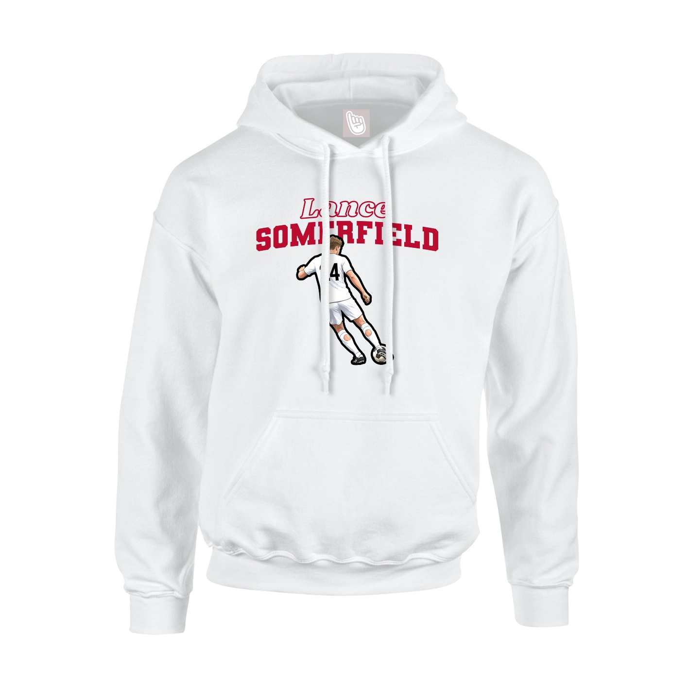 Youth Hoodie — Name Arch in White