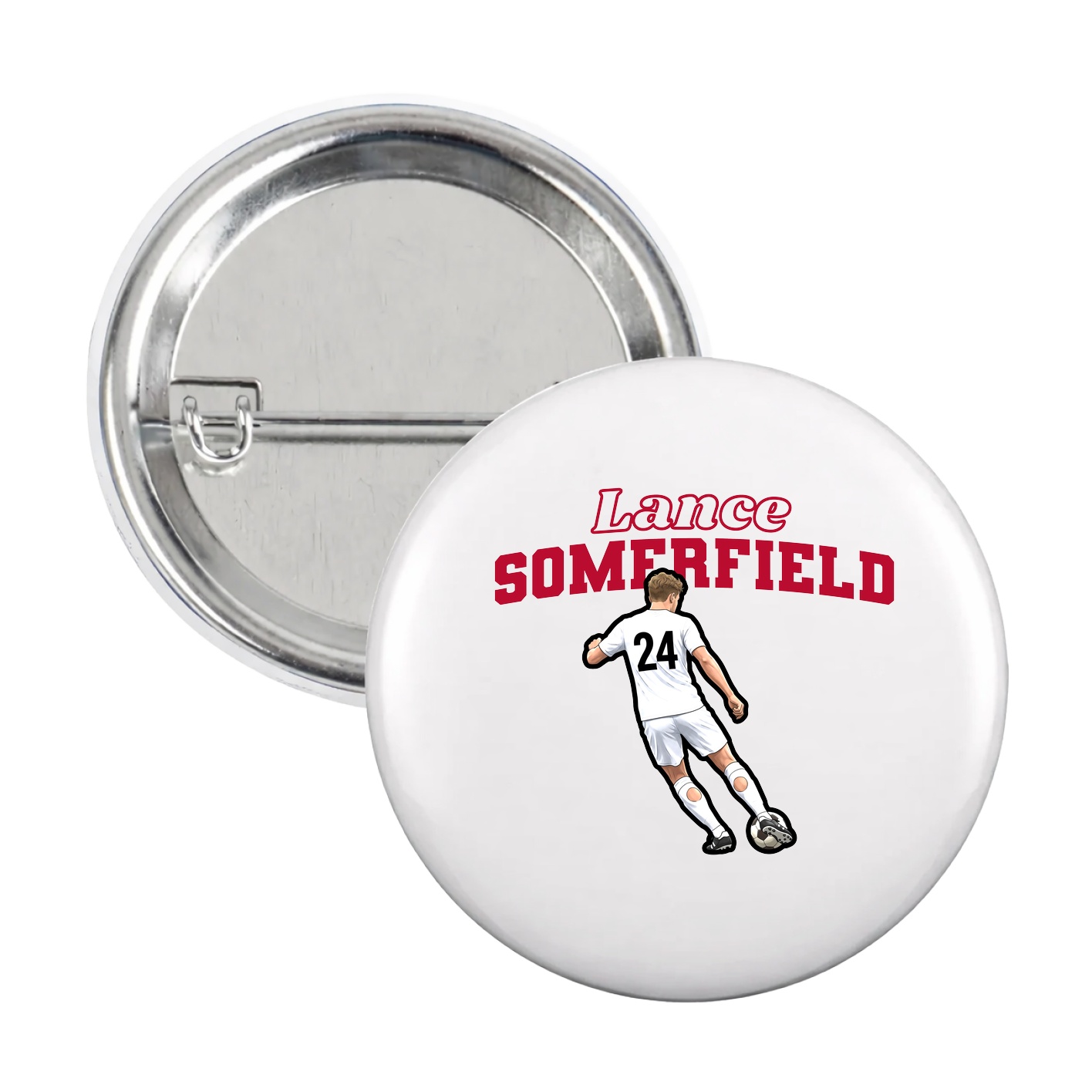 Game Day Button — Name Arch in White