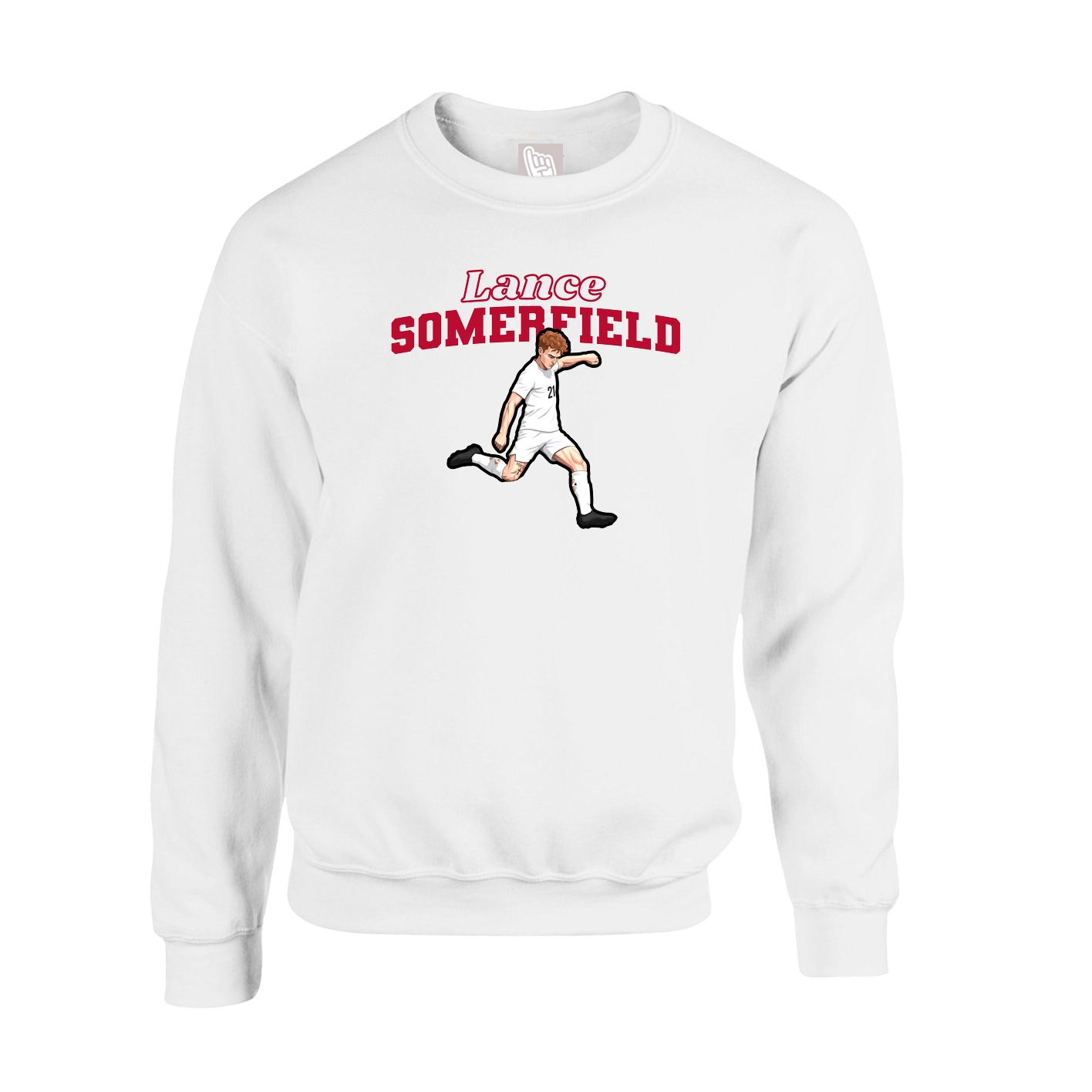 Fleece Crew — Name Arch in White