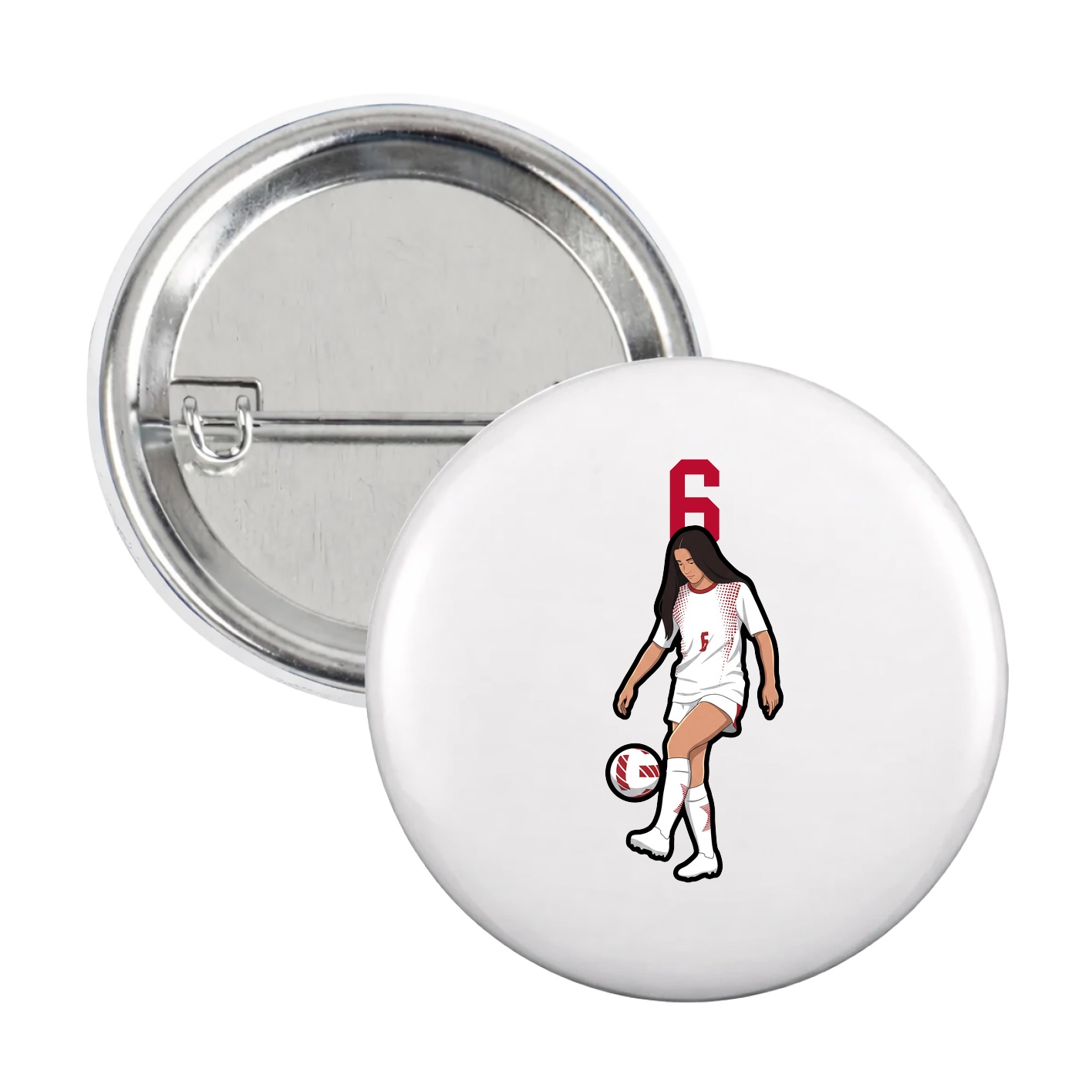 Game Day Button — Number Top in White