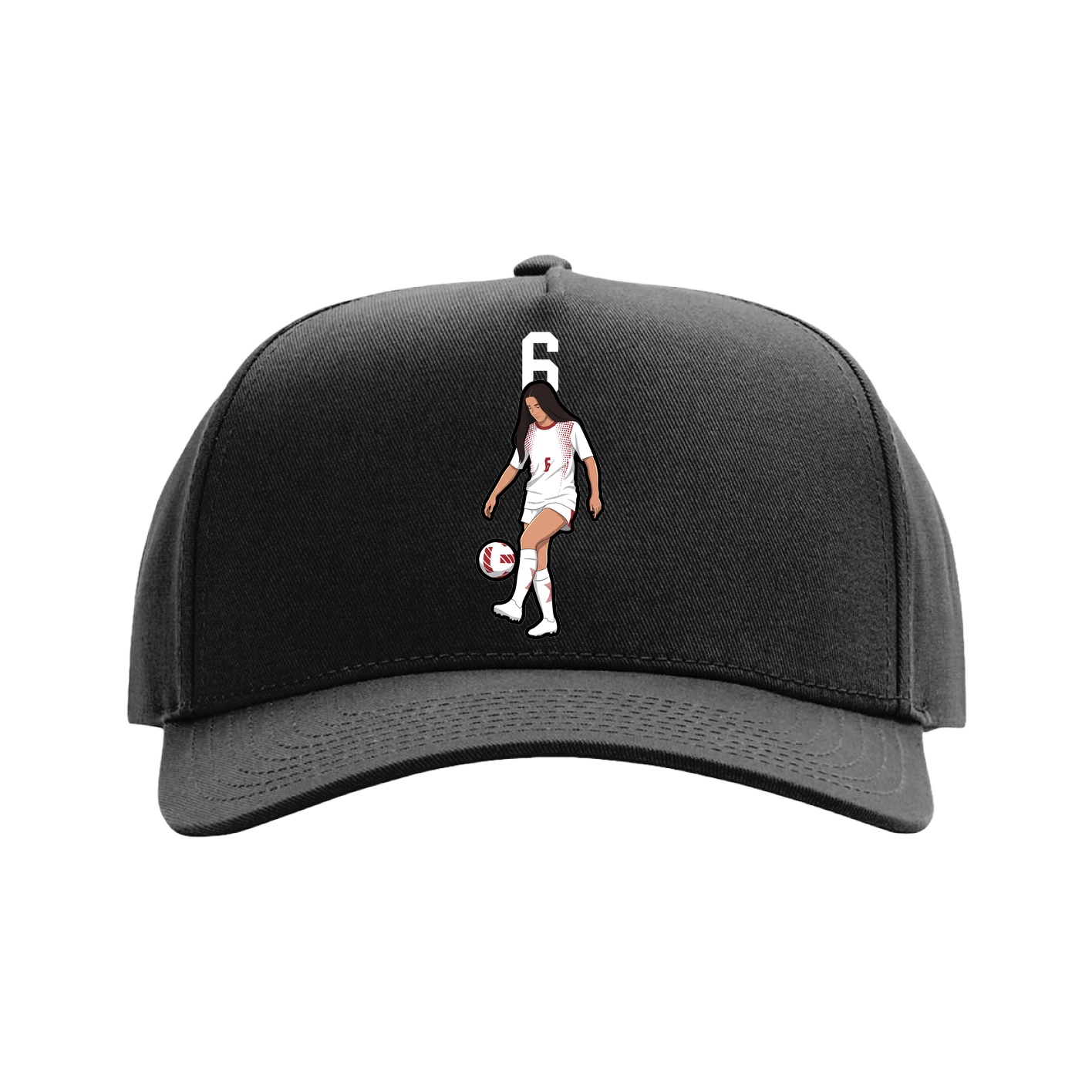 Full Fabric Five-Panel Champ Cap — Number Top in Black