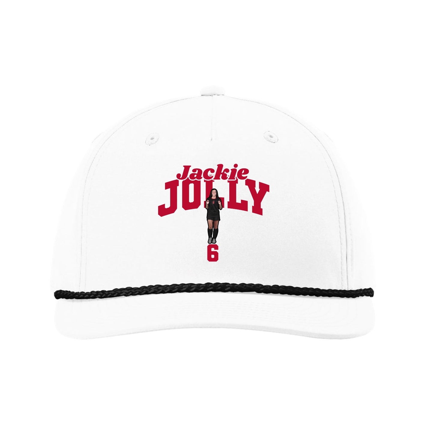 Five-Panel Classic Rope Cap — Signature Arch in White
