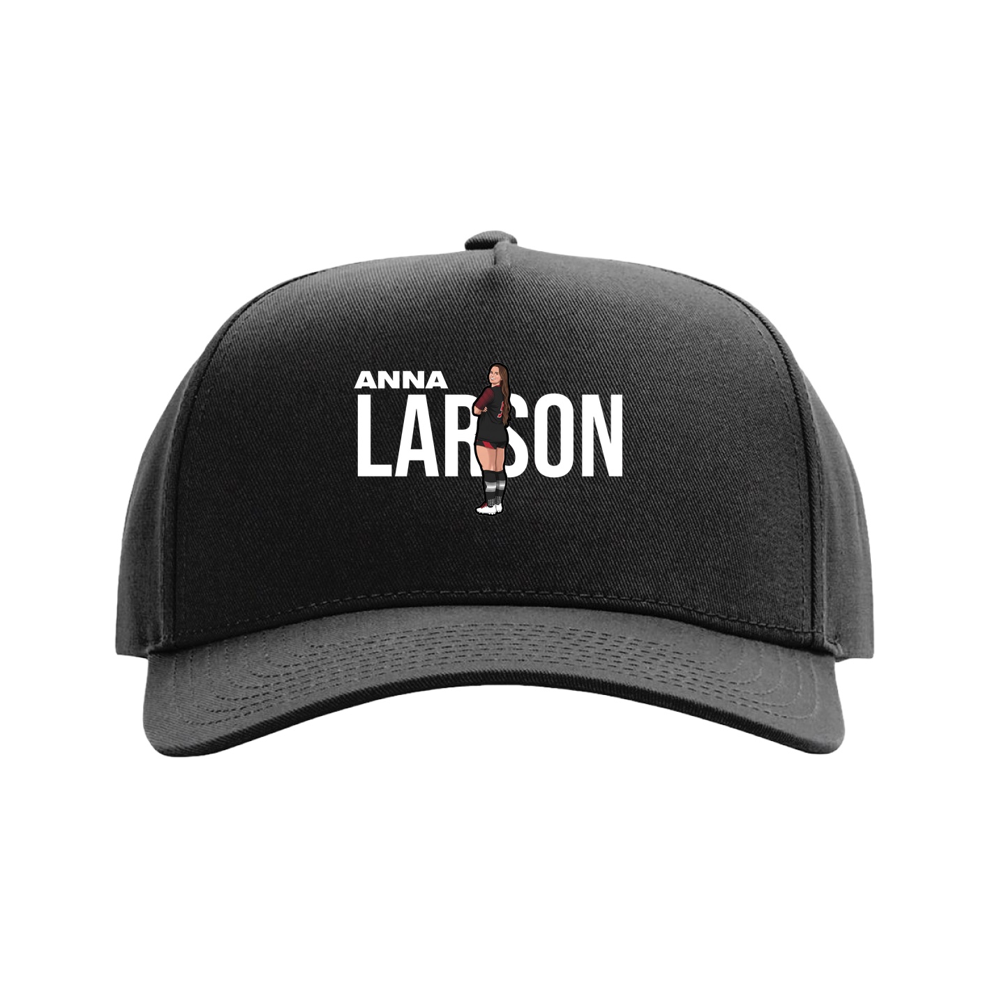 Full Fabric Five-Panel Champ Cap — Player Name in Black