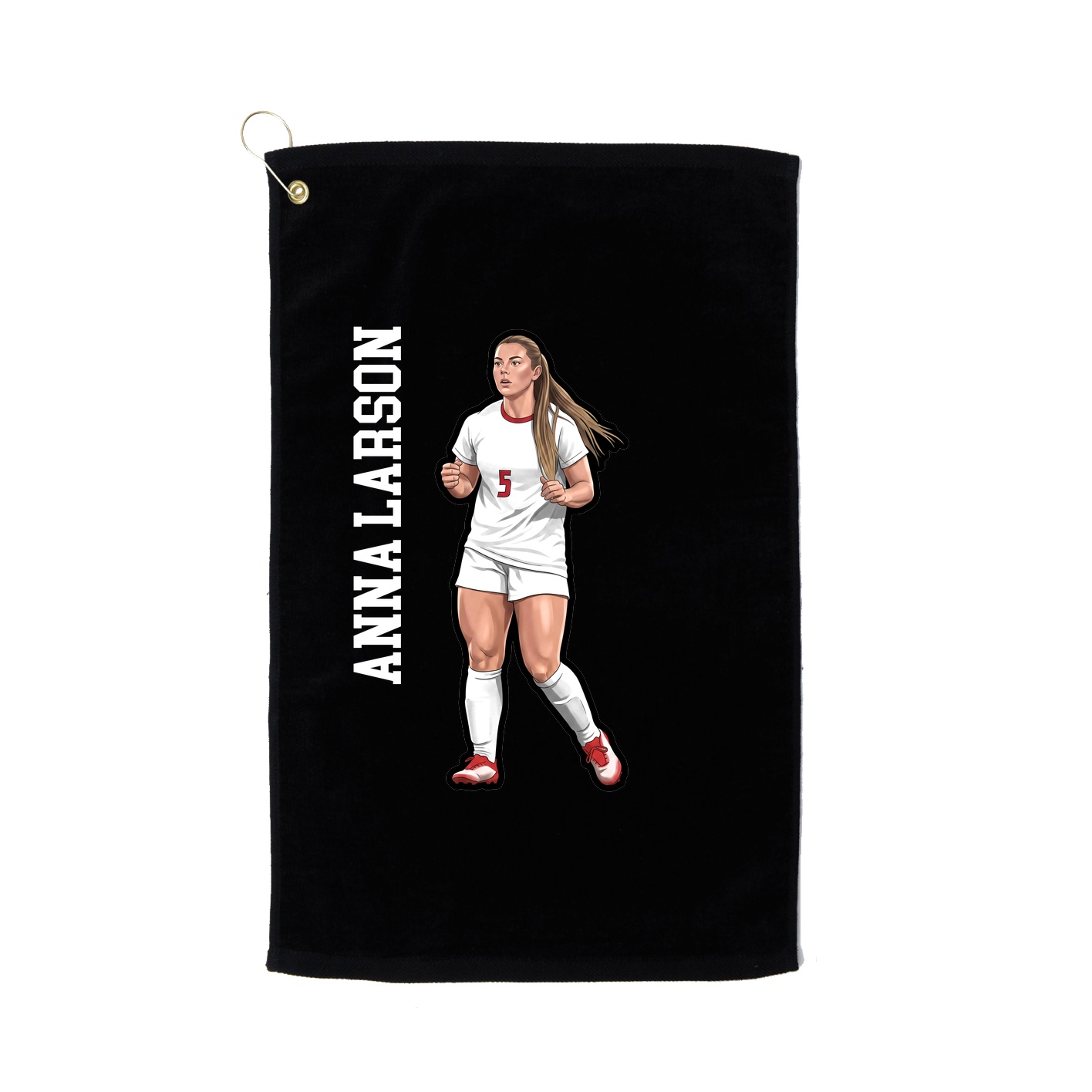 Golf Towel — Name Vertical in Black