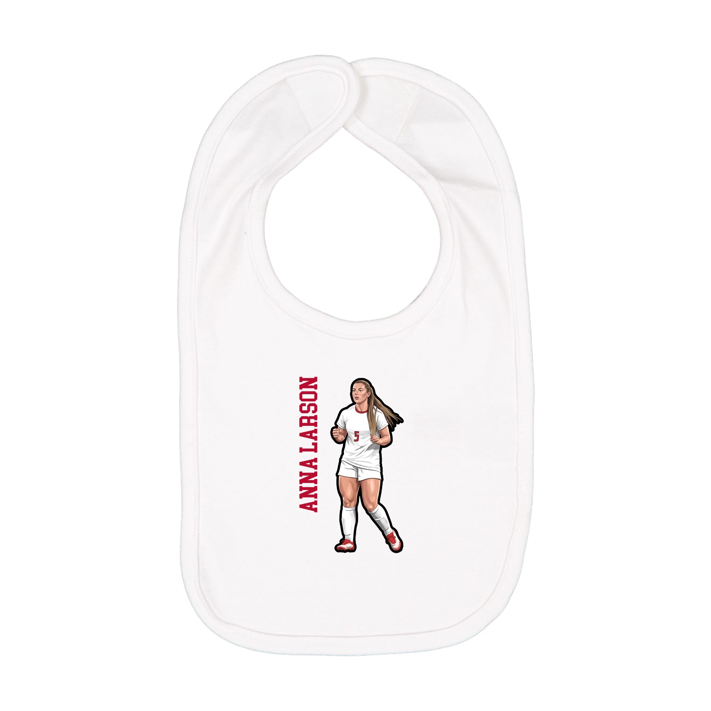 Infant Bib — Name Vertical in White