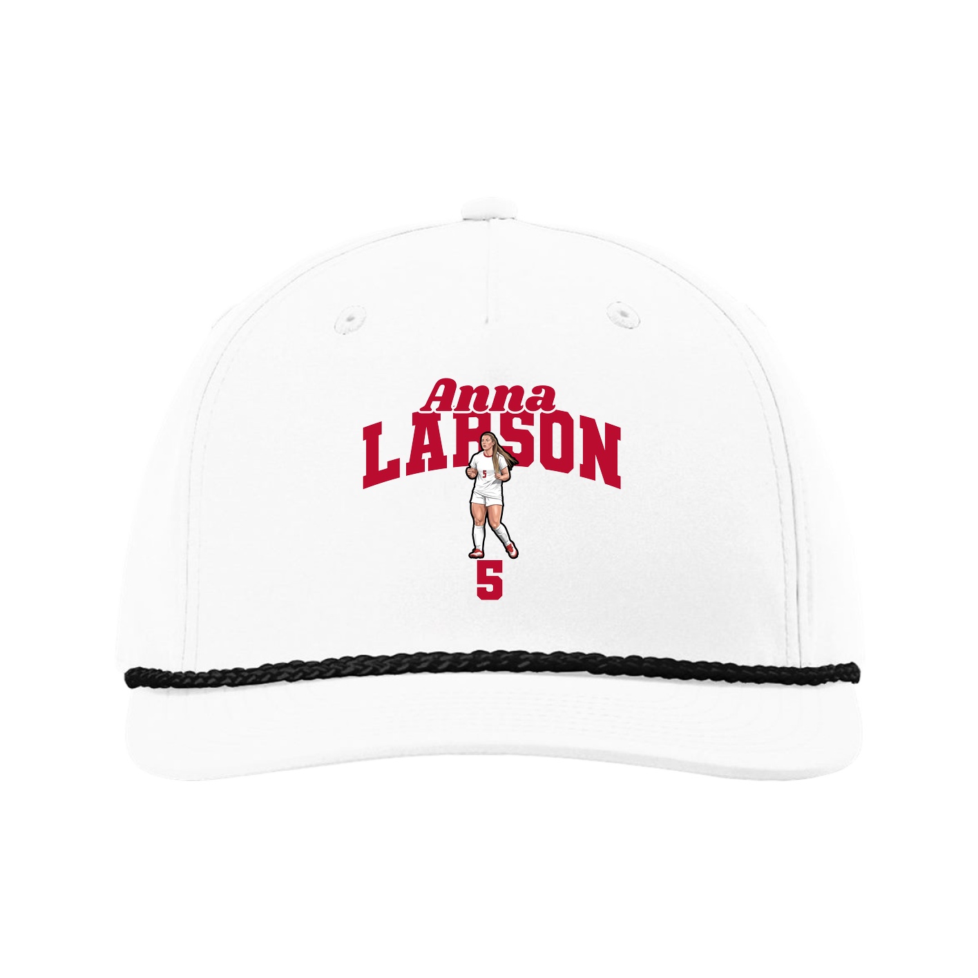 Five-Panel Classic Rope Cap — Signature Arch in White