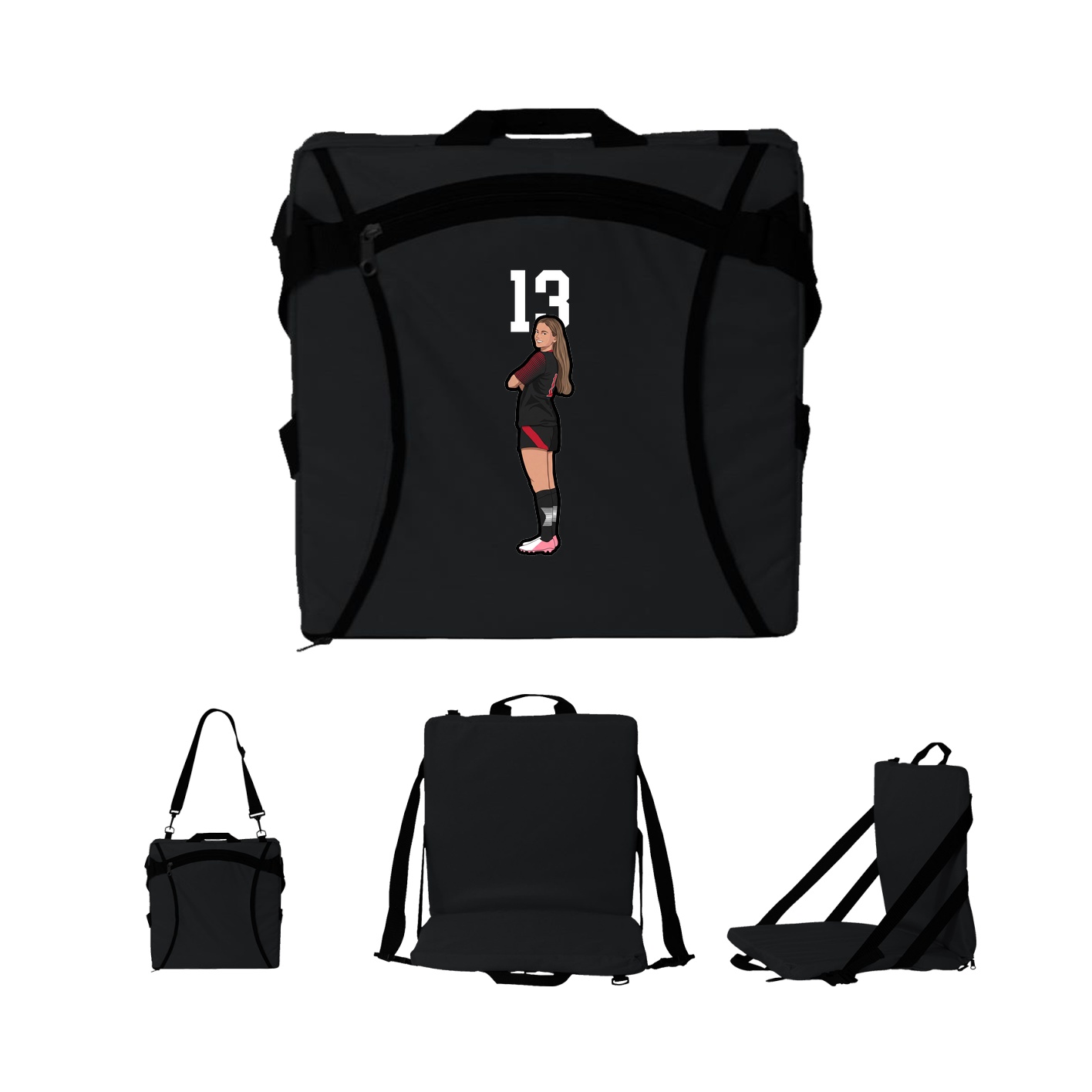 Folding Stadium Seat — Number Top in Black