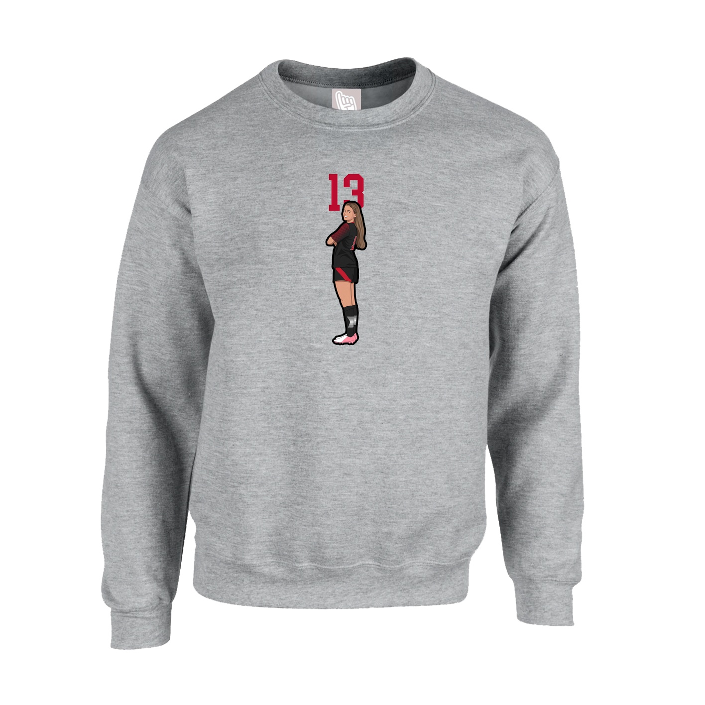 Fleece Crew — Number Top in Grey
