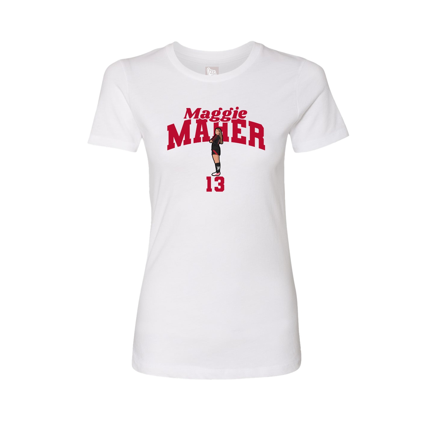 Fitted Women's Tee — Signature Arch in White
