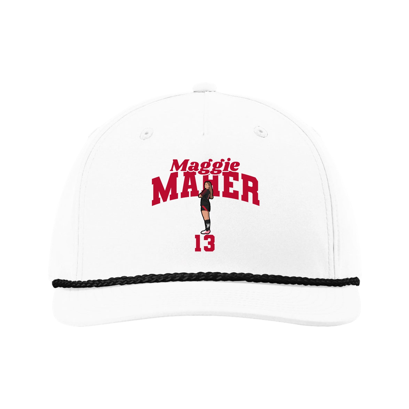 Five-Panel Classic Rope Cap — Signature Arch in White