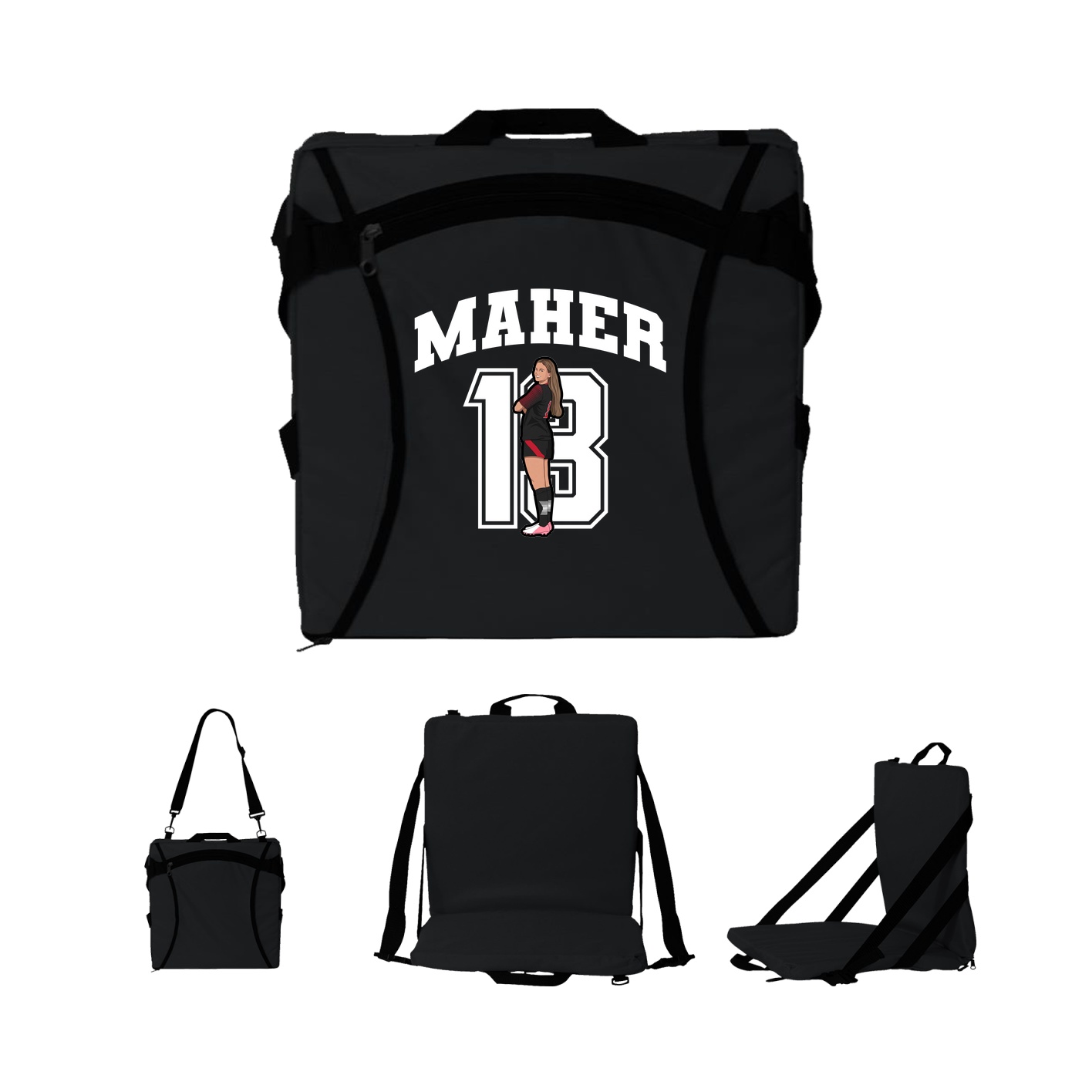 Folding Stadium Seat — Number in Black