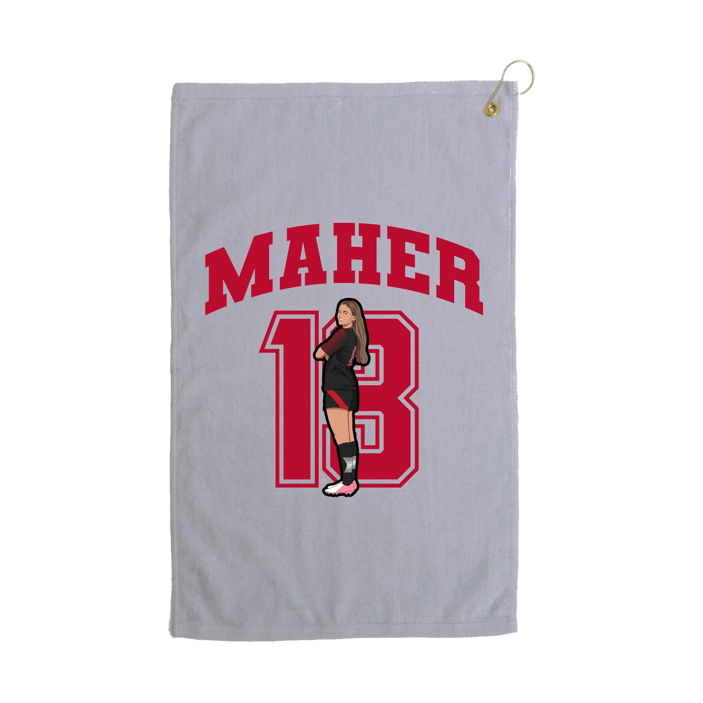 Golf Towel — Number in Grey