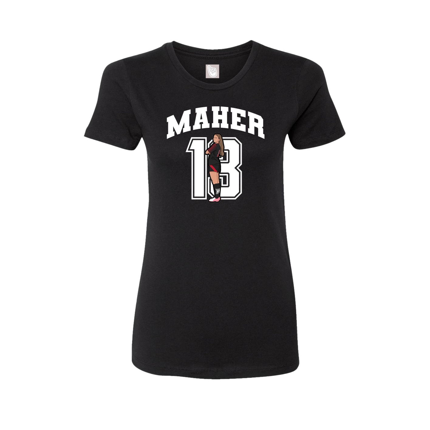 Fitted Women's Tee — Number in Black